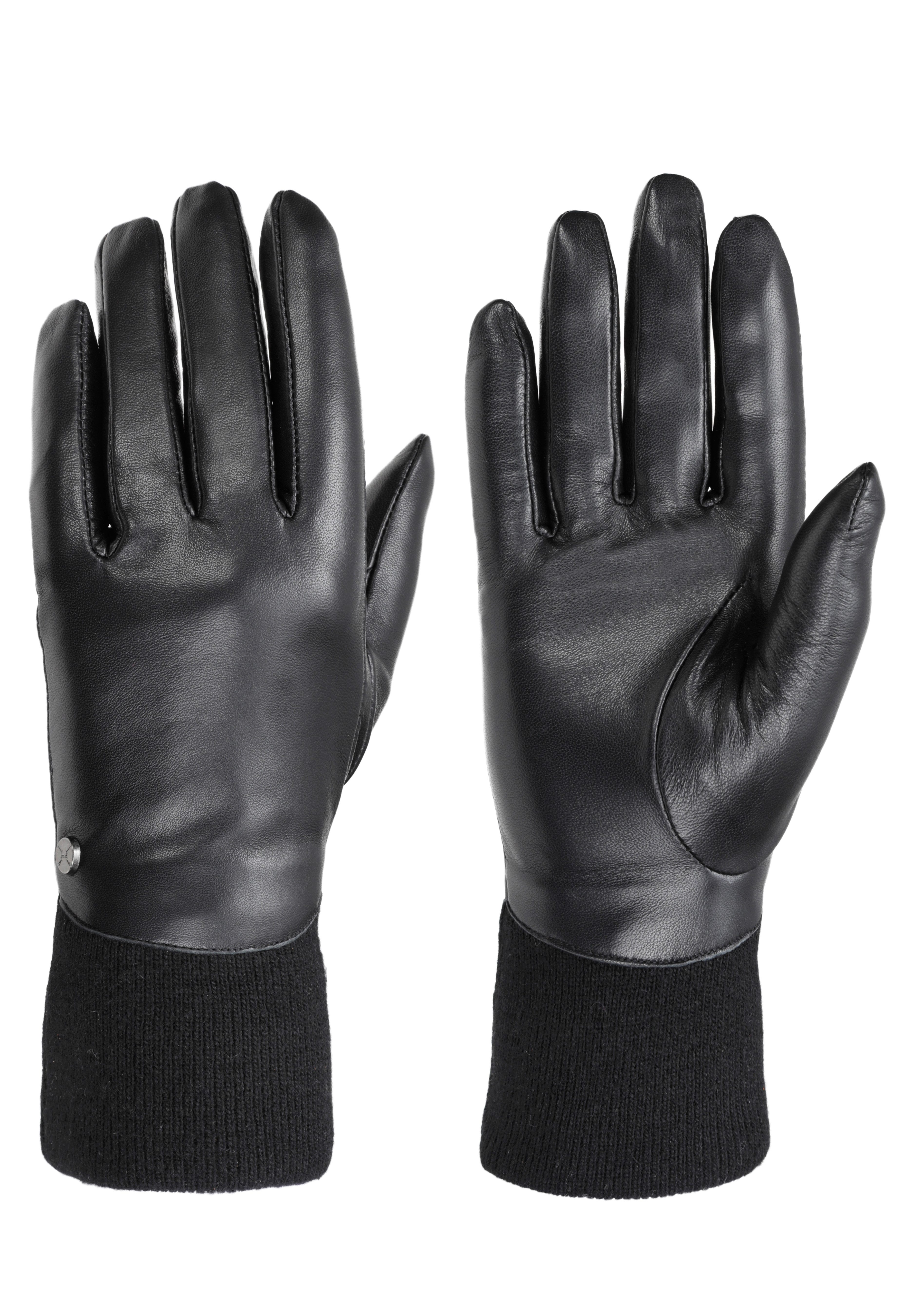 PEARLWOOD Lederhandschuhe LUNA (1 Paar) weiches Fleecefutter, Strickbündche günstig online kaufen