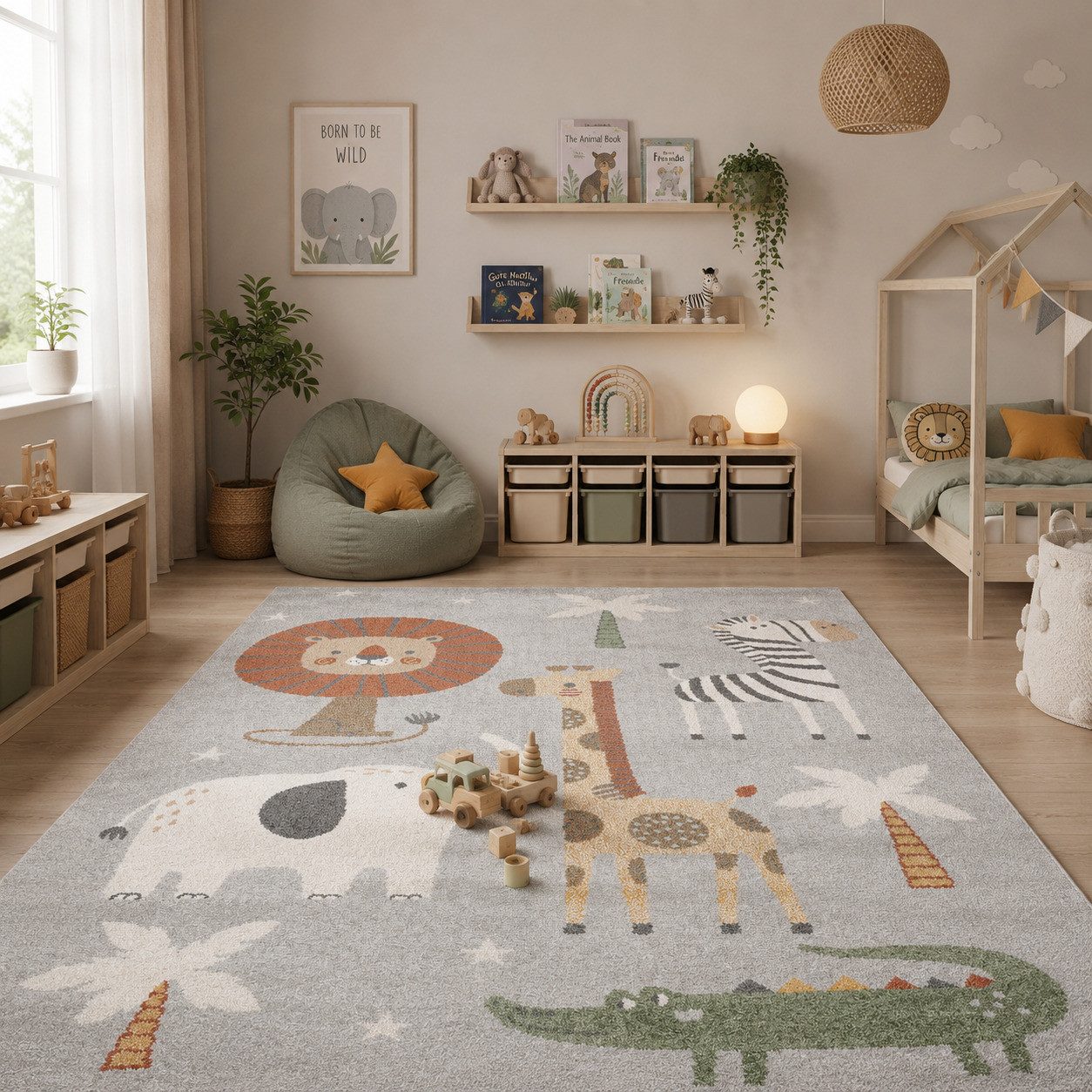 Kinderteppich Kinder Teppich Softstar Kids Safari Animal Friends