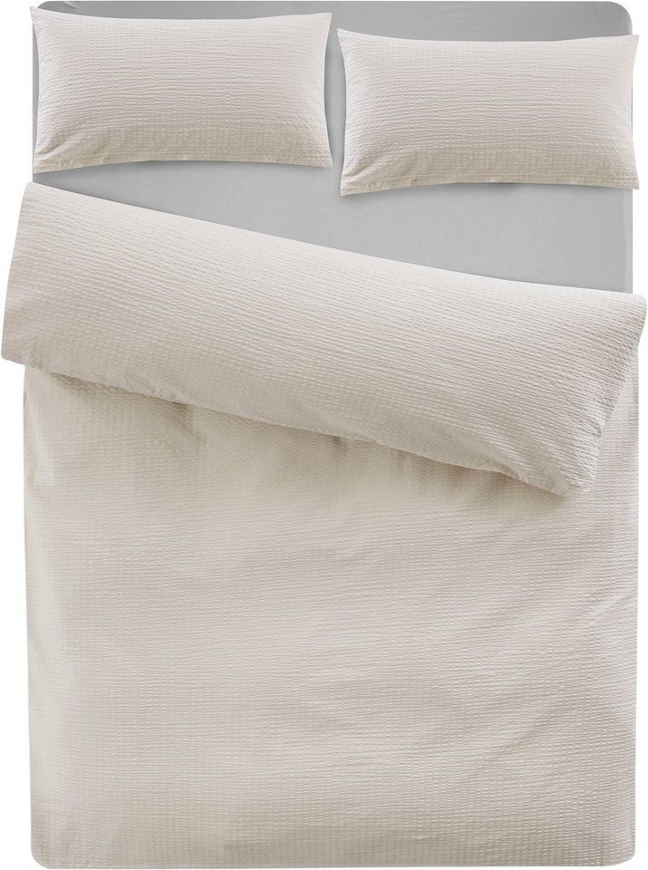 Bettwäsche Sari2 in Gr. 135x200 oder 155x220 cm, andas, Seersucker, 2 teilig,  aus Baumwolle, uni Bettwäsche in Seersucker Qualität ideal für Sommer