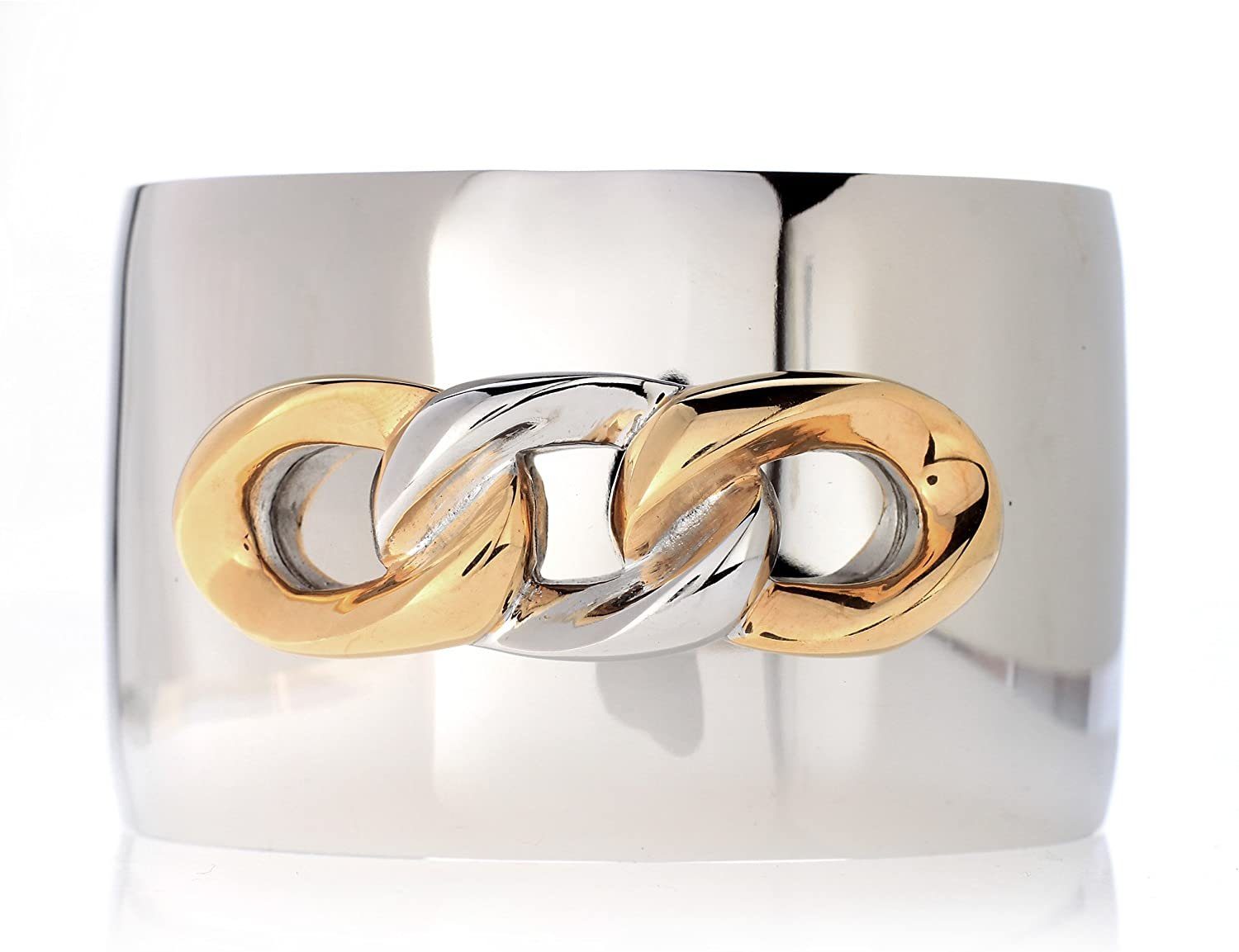 Karisma Edelstahlarmband Karisma Frauen Edelstahl Silber Armreif Vergoldet Motiv Panzer