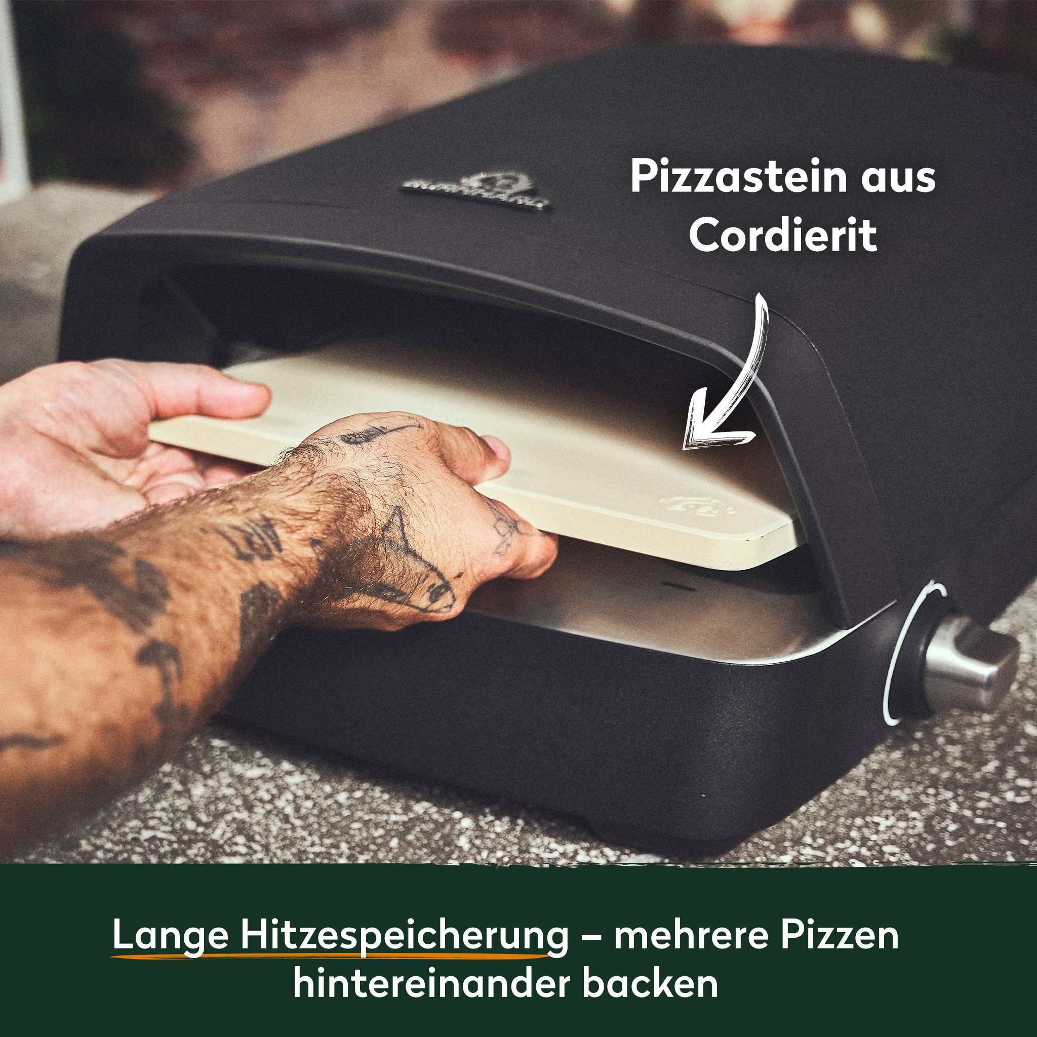 BURNHARD® Gas-Pizzaofen Gas-Pizzaofen TONY, TONY, 450 °C, Tragbarer 5,9 kW Outdoor Ofen für Pizza, Cordierit-Pizzastein 33 cm – Bild 5 von 5