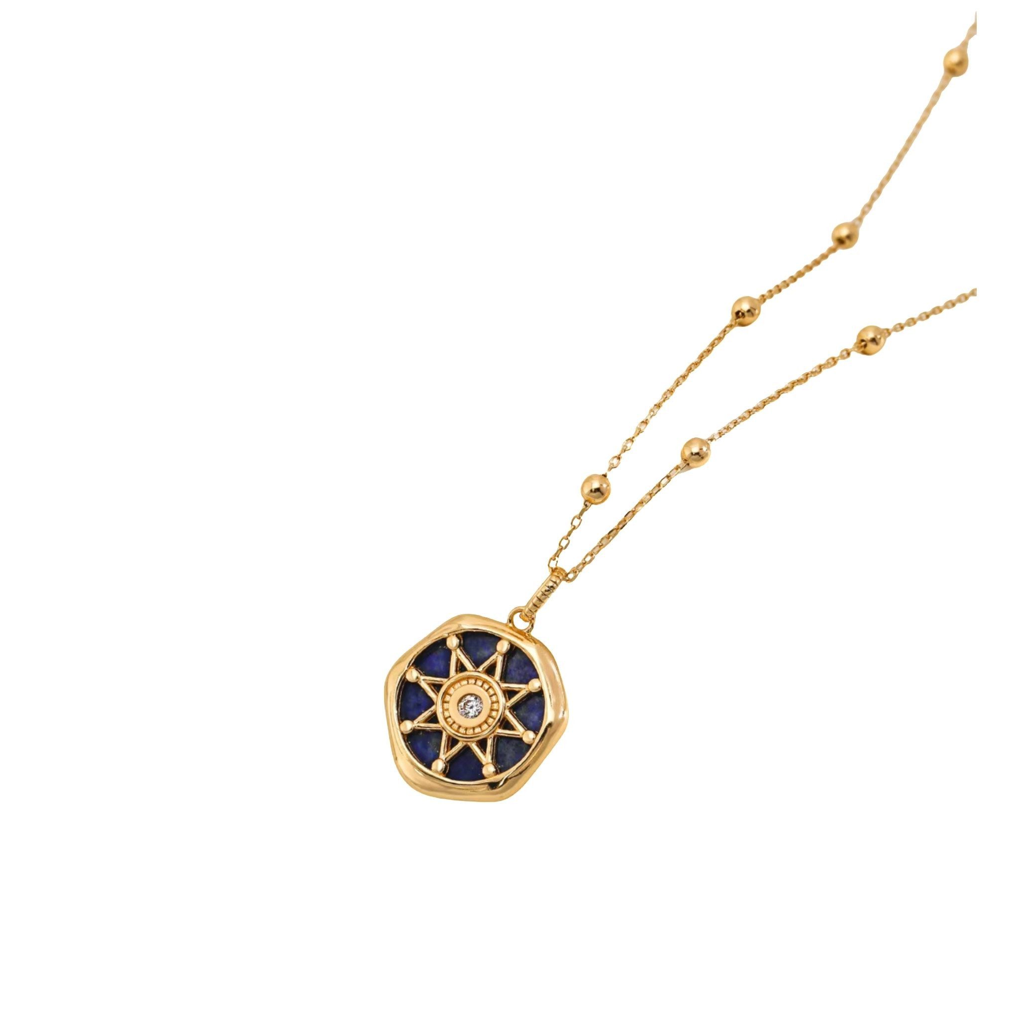 Jumpeak Kette mit Anhänger 925 Silber Halskette, 18K vergoldet, Lapis Lazuli Anhänger Halskette, halskette mädchen, anhänger kette, valentinstag geschenk für sie