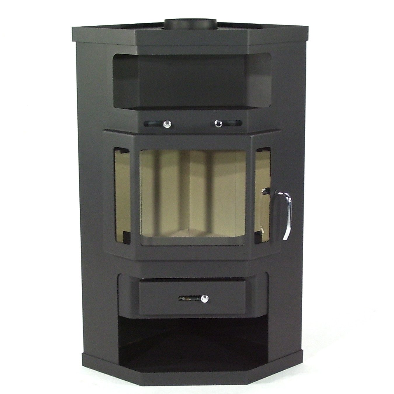 Apex Kaminofen Panorama Kaminofen 10,3kW Holzofen 3 Scheiben 3 seitig Heizofen 56320, (1-tlg) – Bild 4 von 5
