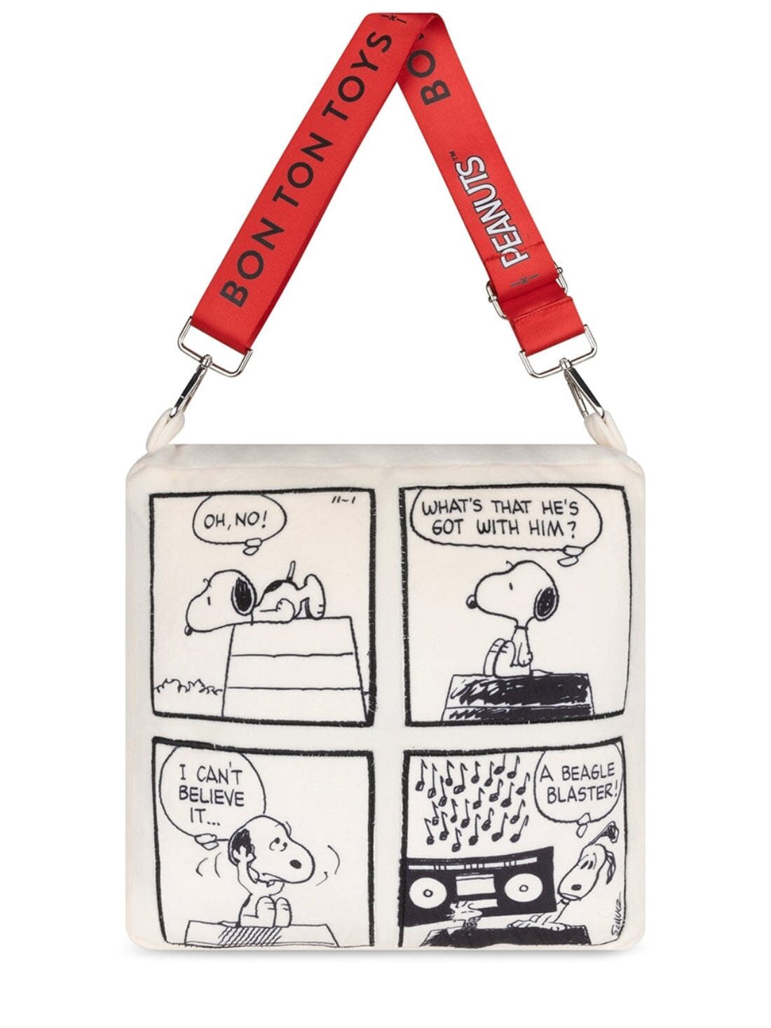 Bon Ton Toys Zierkissen Snoopy Comic Kissen 30x30 cm – Tragbar mit coolem Gurt – Bon Ton Toys