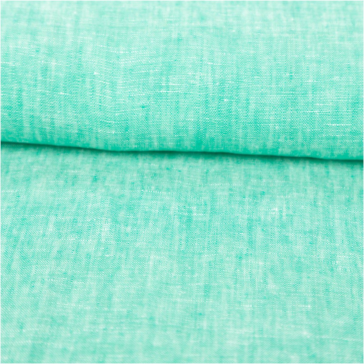 SCHÖNER LEBEN. Stoff Leinenstoff Reinleinen 100% Linnen grün meliert 1,35m, atmungsaktiv