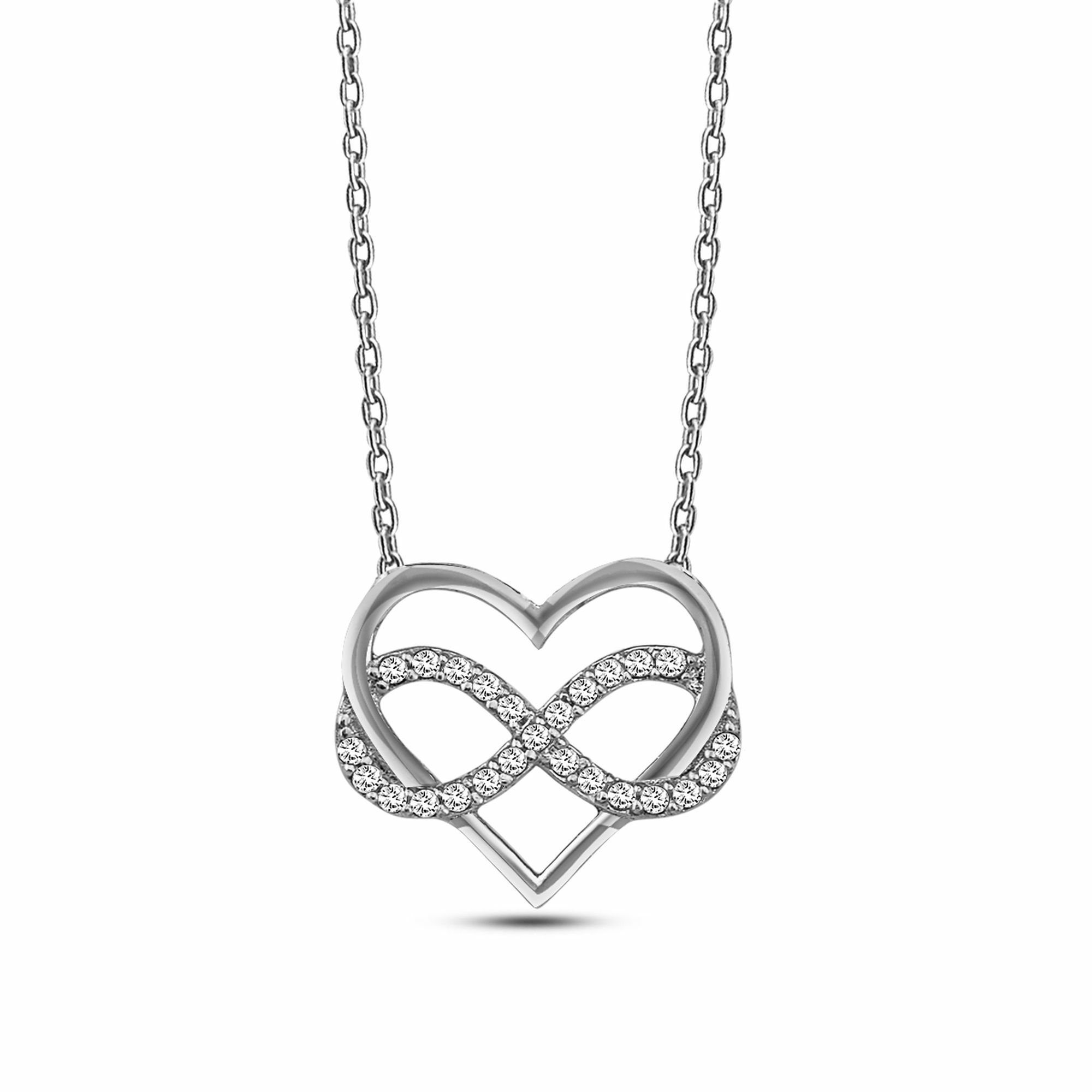 dKeniz Kette mit Anhänger 925/- Sterling Silber Infinity Herzkette