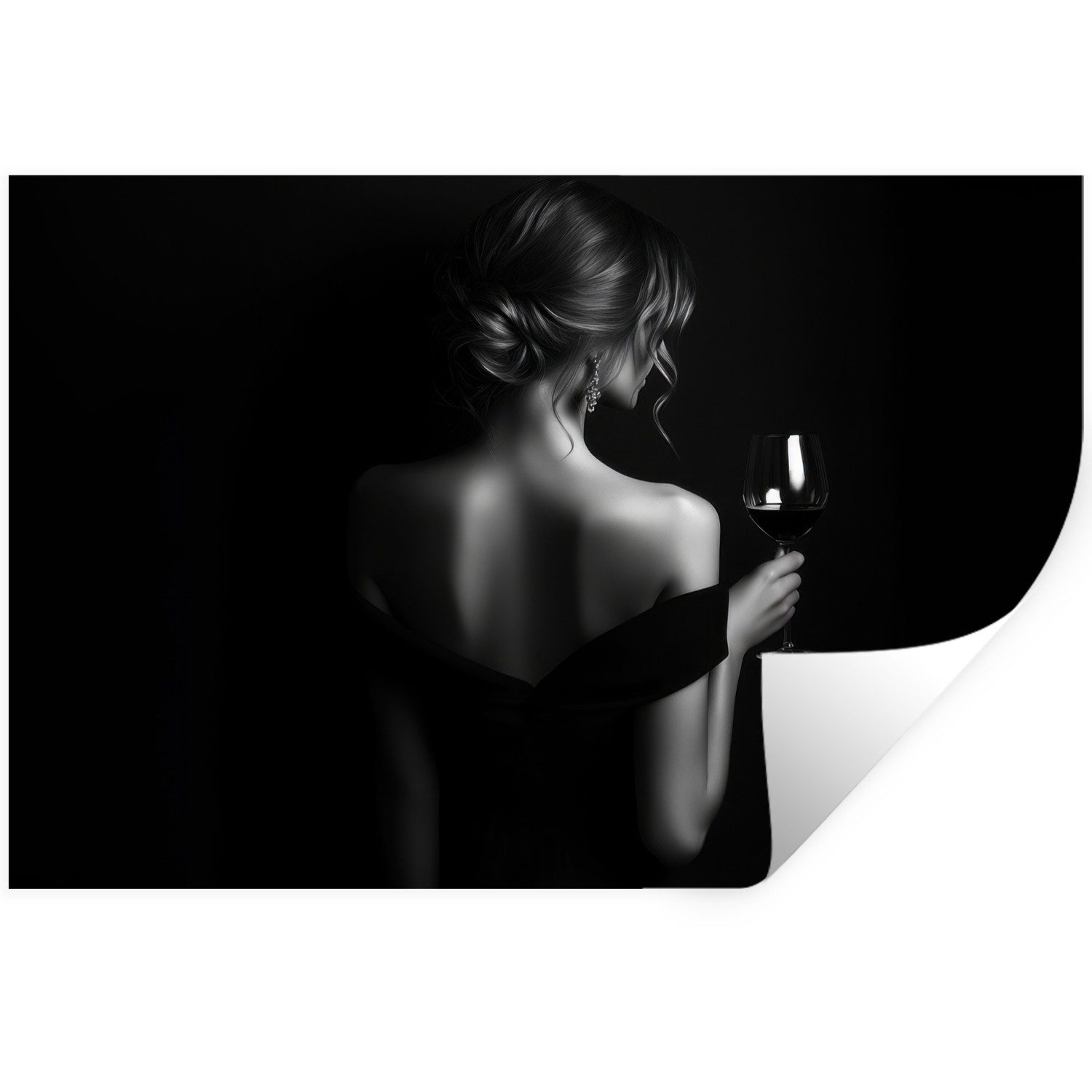 MuchoWow Wandsticker Frau - Wein - Kleid (1 St), Wanddeko, Aufkleber, Wandtattoo, 120x80 cm