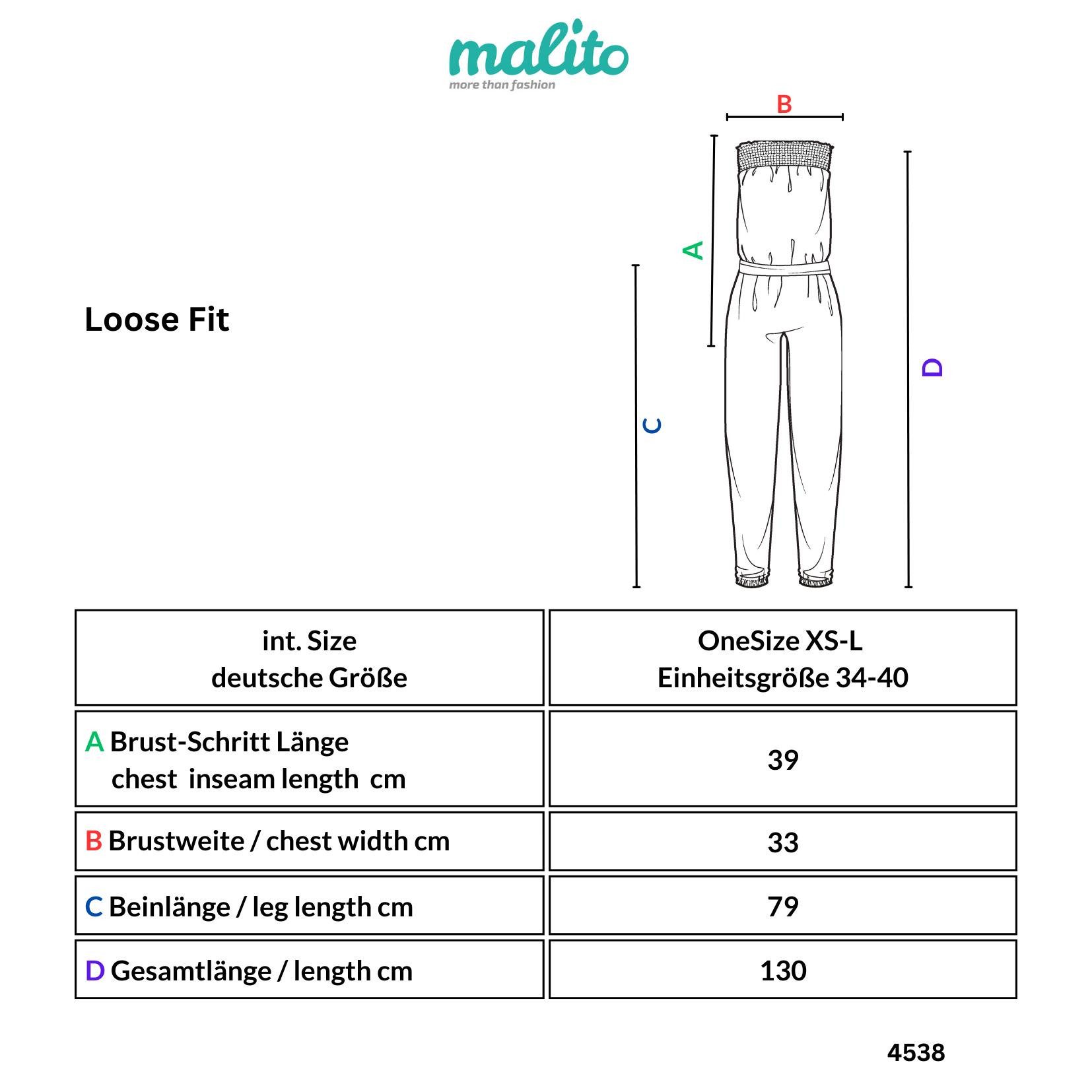 malito more than fashion Jumpsuit malito Damen Einteiler in Uni Farben, Overall mit Stoffgürtel, Jumps Einteiler mit Taillentunnelzug Einheitsgröße
