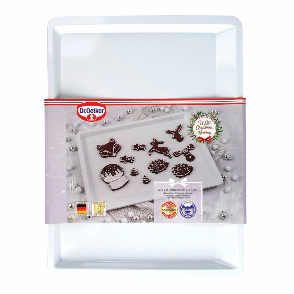 Dr. Oetker Küchenhelfer Backblech White Christmas Baking 42 x 32 cm, Stahlblech
