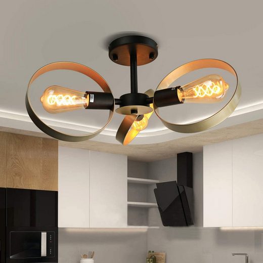 ZMH Deckenleuchte »gold 3-Ring retro deckenlampe Industrial E27 vintage