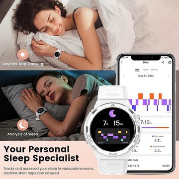 KOSPET Smartwatch (1,3 Zoll, Android iOS), Damen Fitnessuhr Telefonfunktion Armbanduhr Wasserdicht 70 Sportmodi