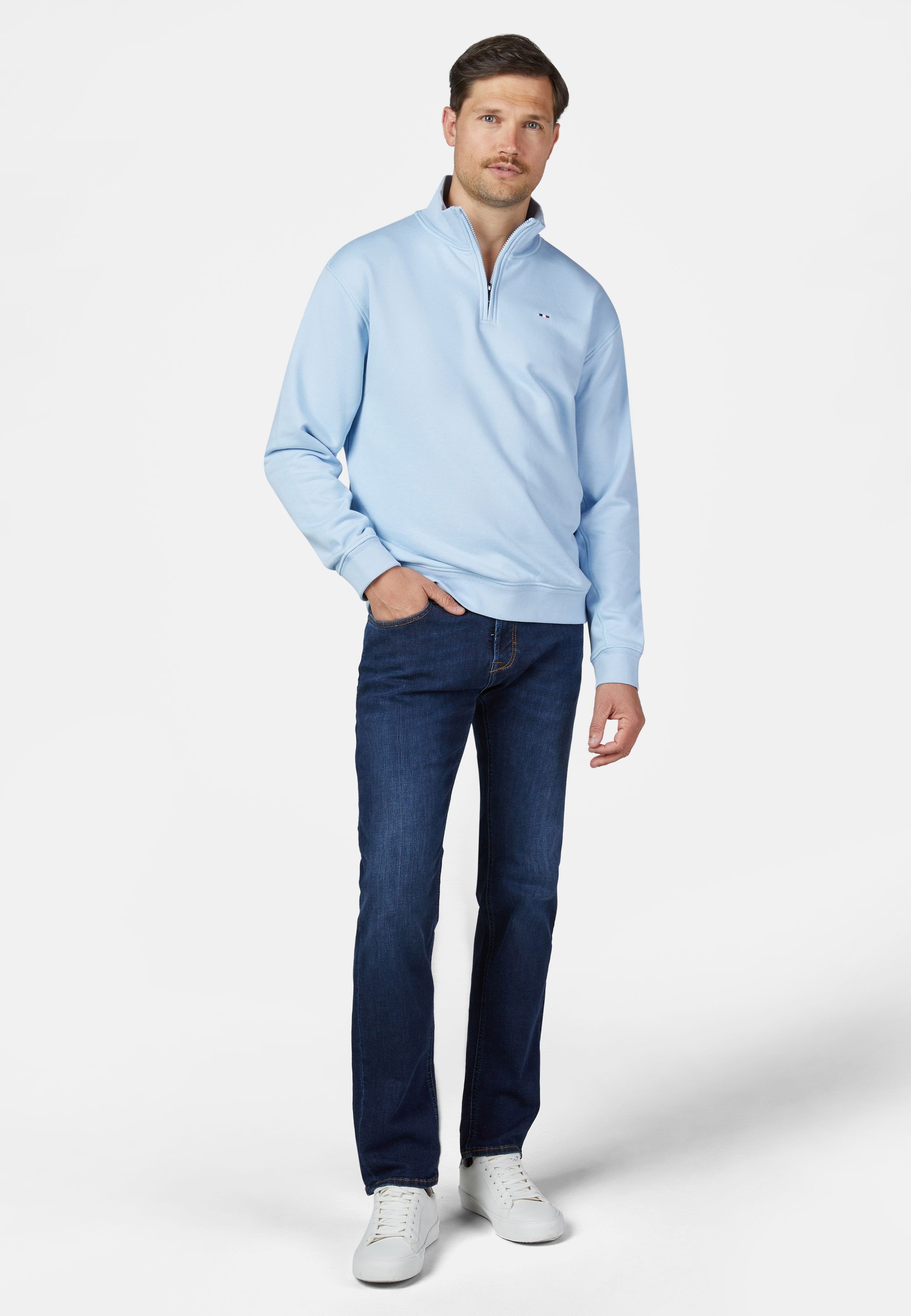 HECHTER PARIS Sweatshirt Classic mit Stehkragen und Halbreißverschluss