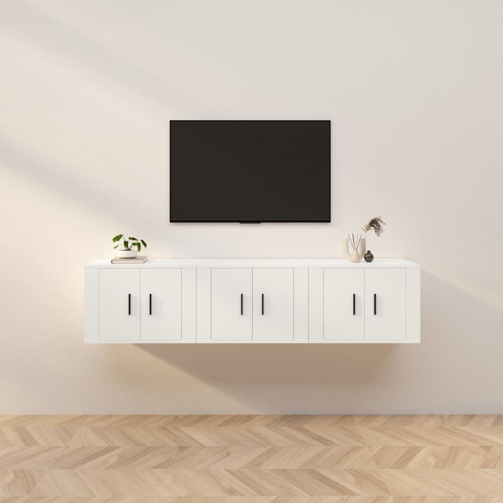 furnicato TV-Schrank TV-Wandschränke 3 Stk. Weiß 57x34,5x40 cm