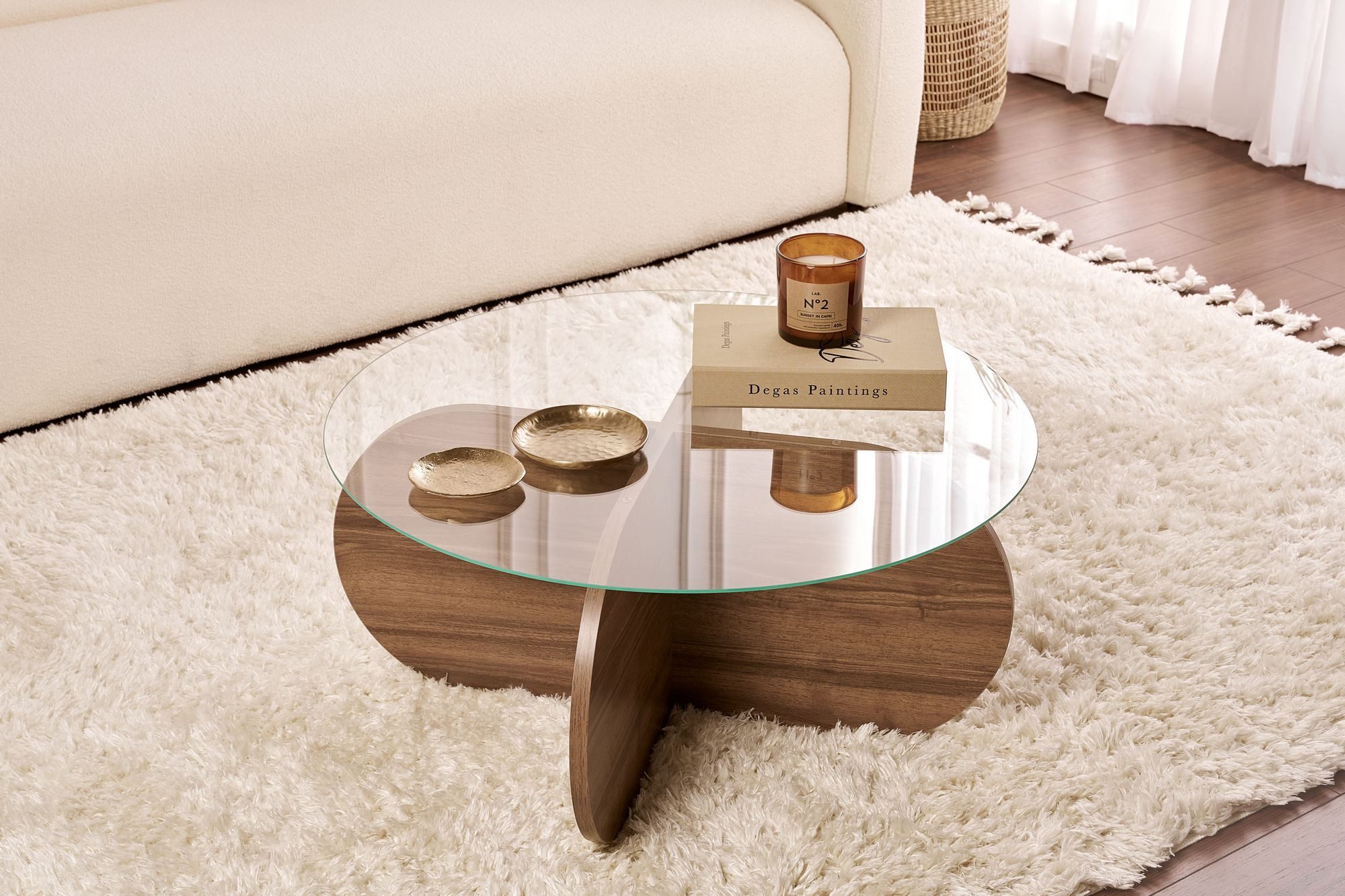 Skye Decor Couchtisch Aeris, Modernes Design Gehärtete Glasplatte Pflegeleichte Oberfläche