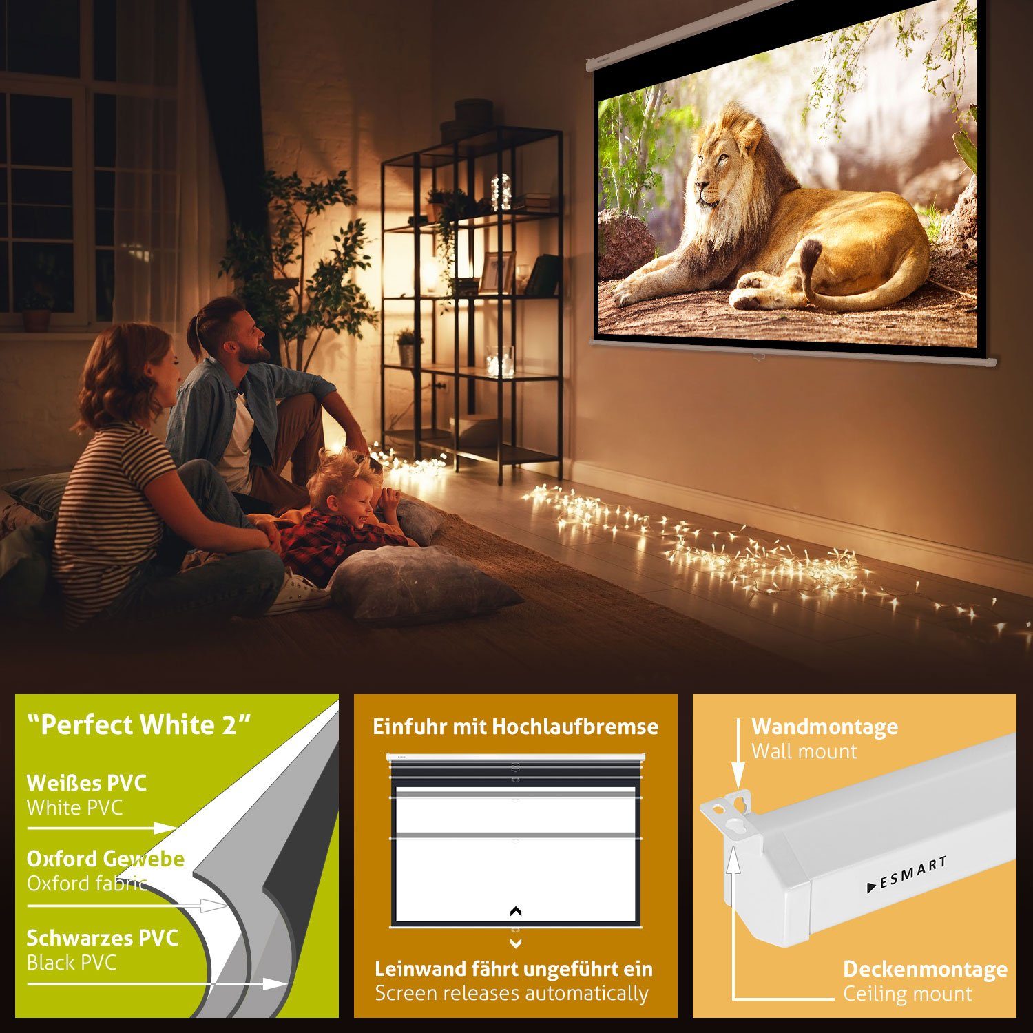 ESMART ESMART Germany Rollo Leinwand Rolloleinwand (Professional MIROLO)