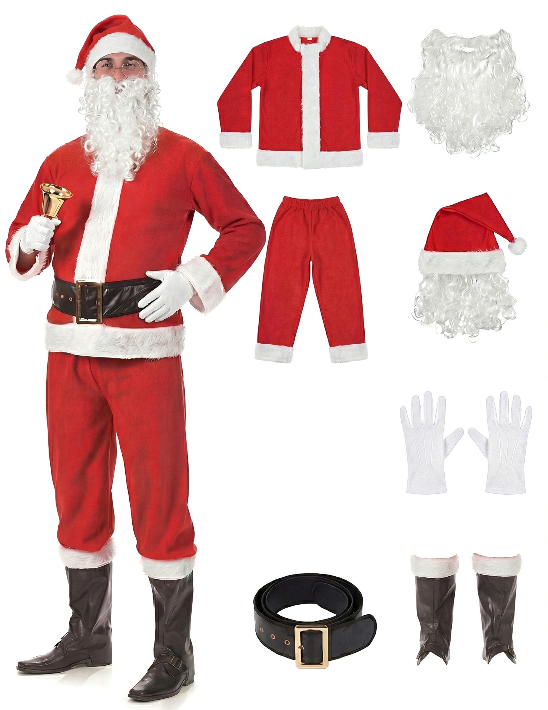 Kostüm Weihnachtsmann-Kostüm Nikolaus Adventskostüm rot-weiss