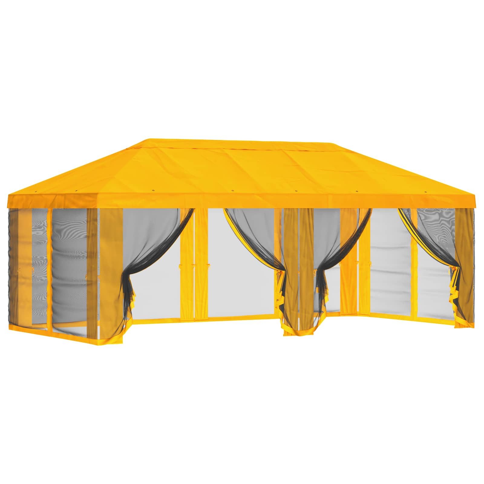 vidaXL Pavillon 6 x 3 m Pavillon Dach mit Seitenwänden 6x3 m Gelb Polyester 190