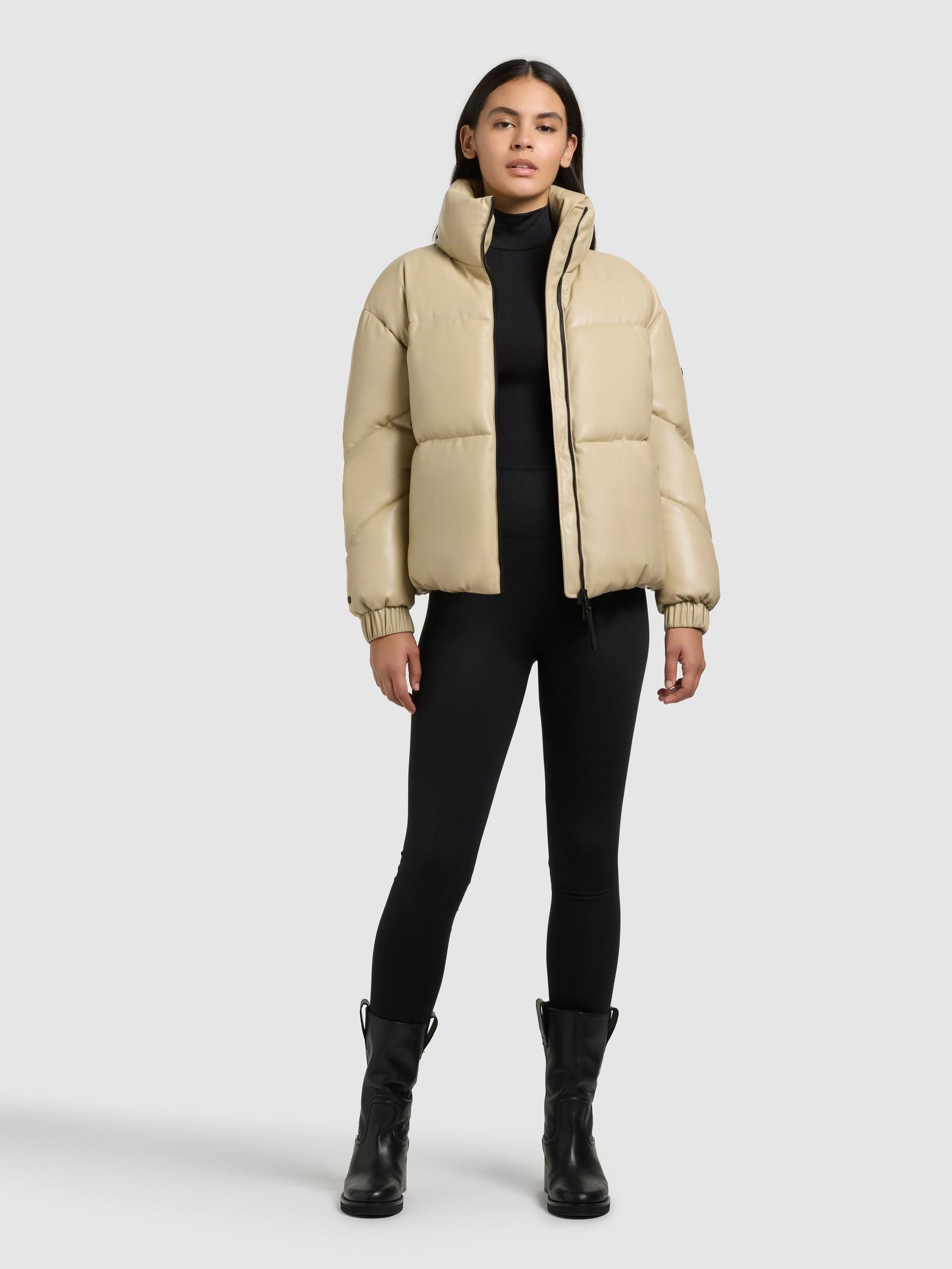 khujo Steppjacke Khalia Gesteppte Damen Winterjacke in Lederoptik
