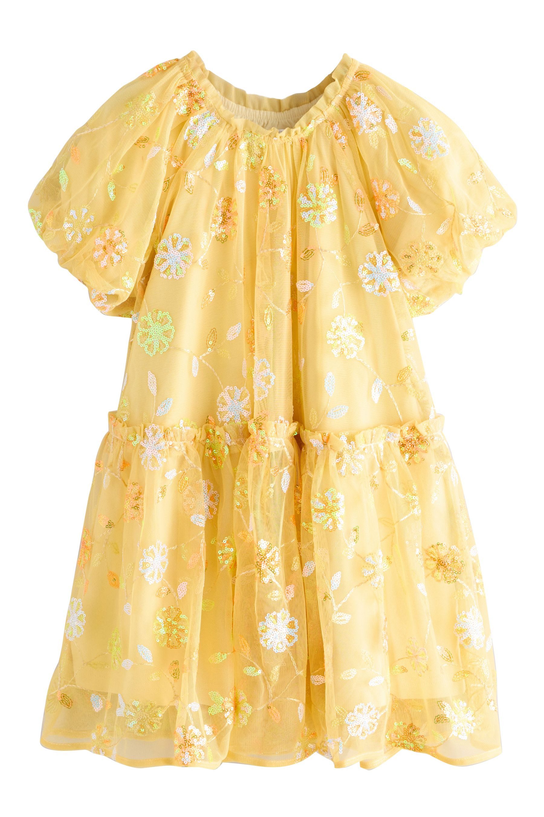 Next Partykleid Festliches, gestuftes Mesh-Kleid mit Pailletten (1-tlg)