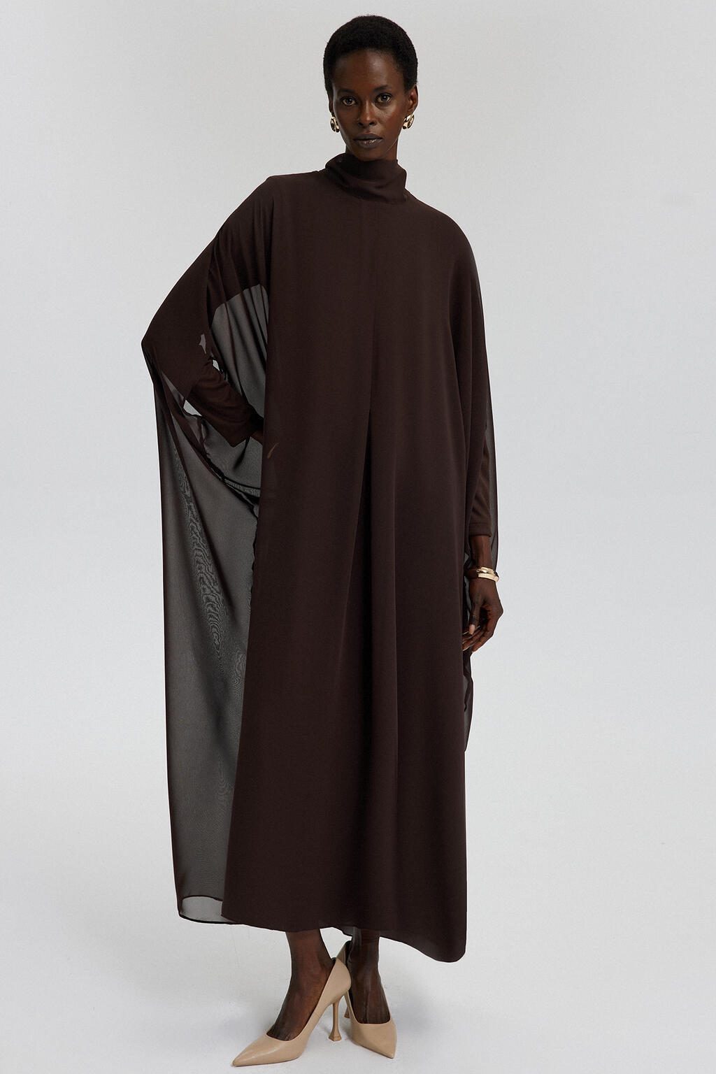 touche prive Midikleid Fledermausärmel Chiffonkleid