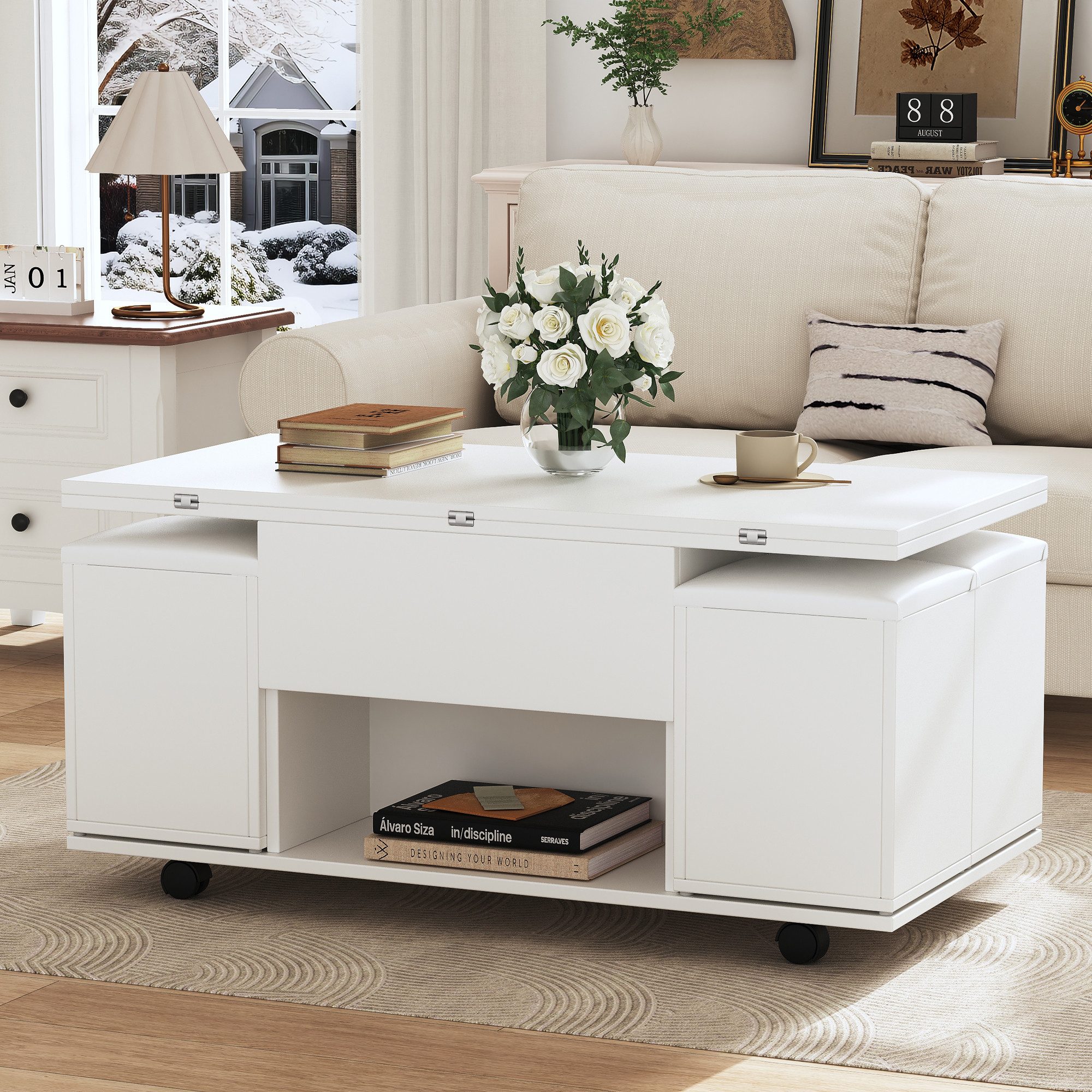 OKWISH Couchtisch Anhebbarer Multifunktionstisch (Satztisch, Wohnzimmertisc günstig online kaufen
