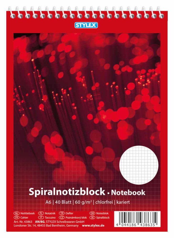 Stylex Schreibwaren Notizbuch 10x Spiral-Notizblock / Schreibblock / DIN A6 / kariert