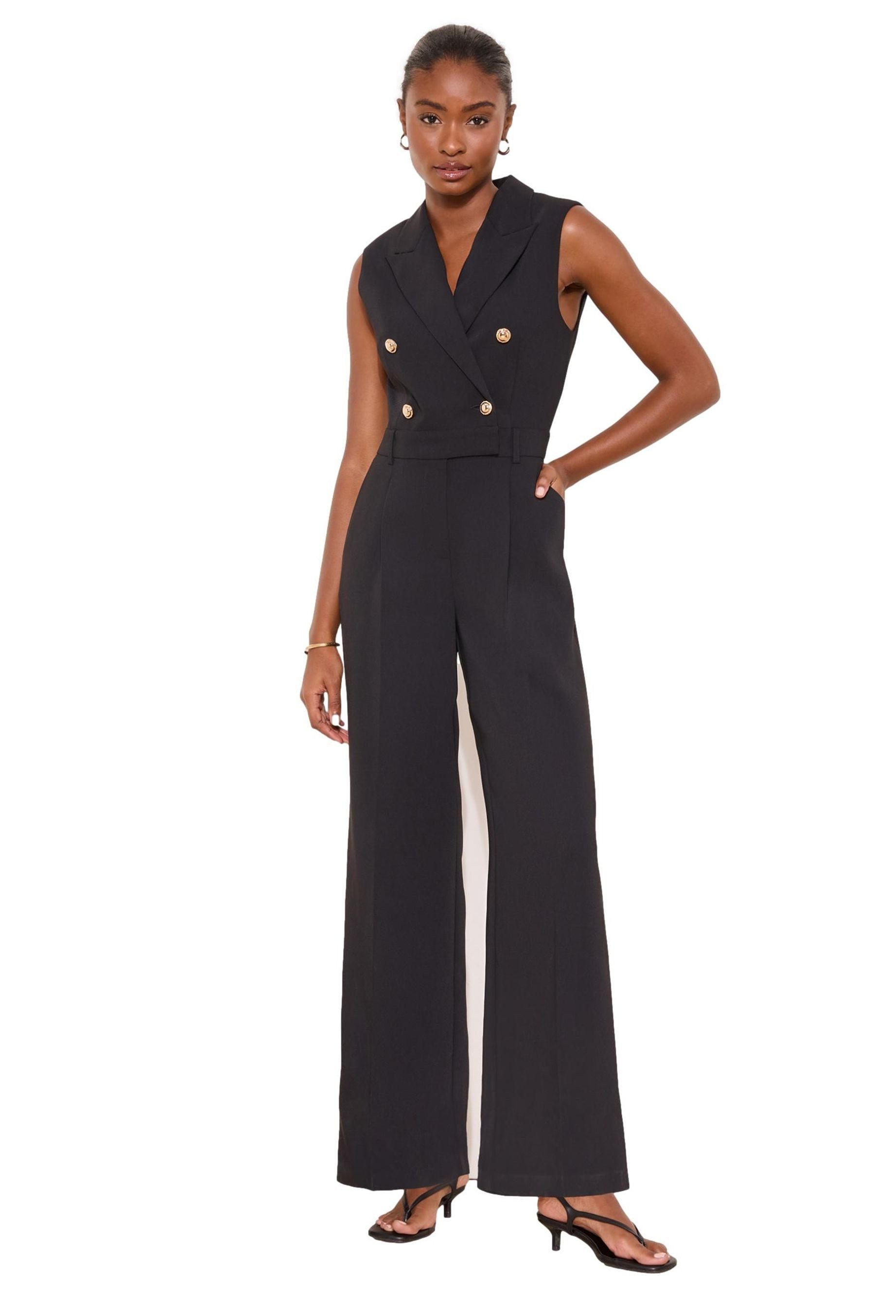 LIPSY Jumpsuit Lipsy ärmelloser Smoking-Jumpsuit, Kurzgröße (1-tlg)