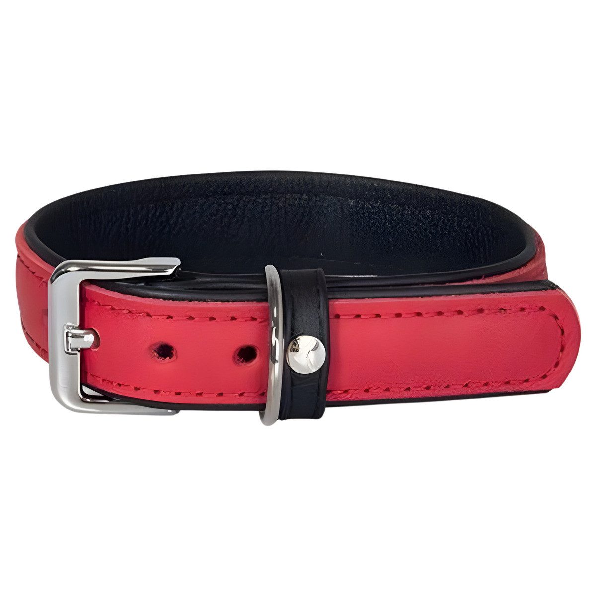 Das Lederband Hunde-Halsband Hundehalsband Vancouver Red/Black