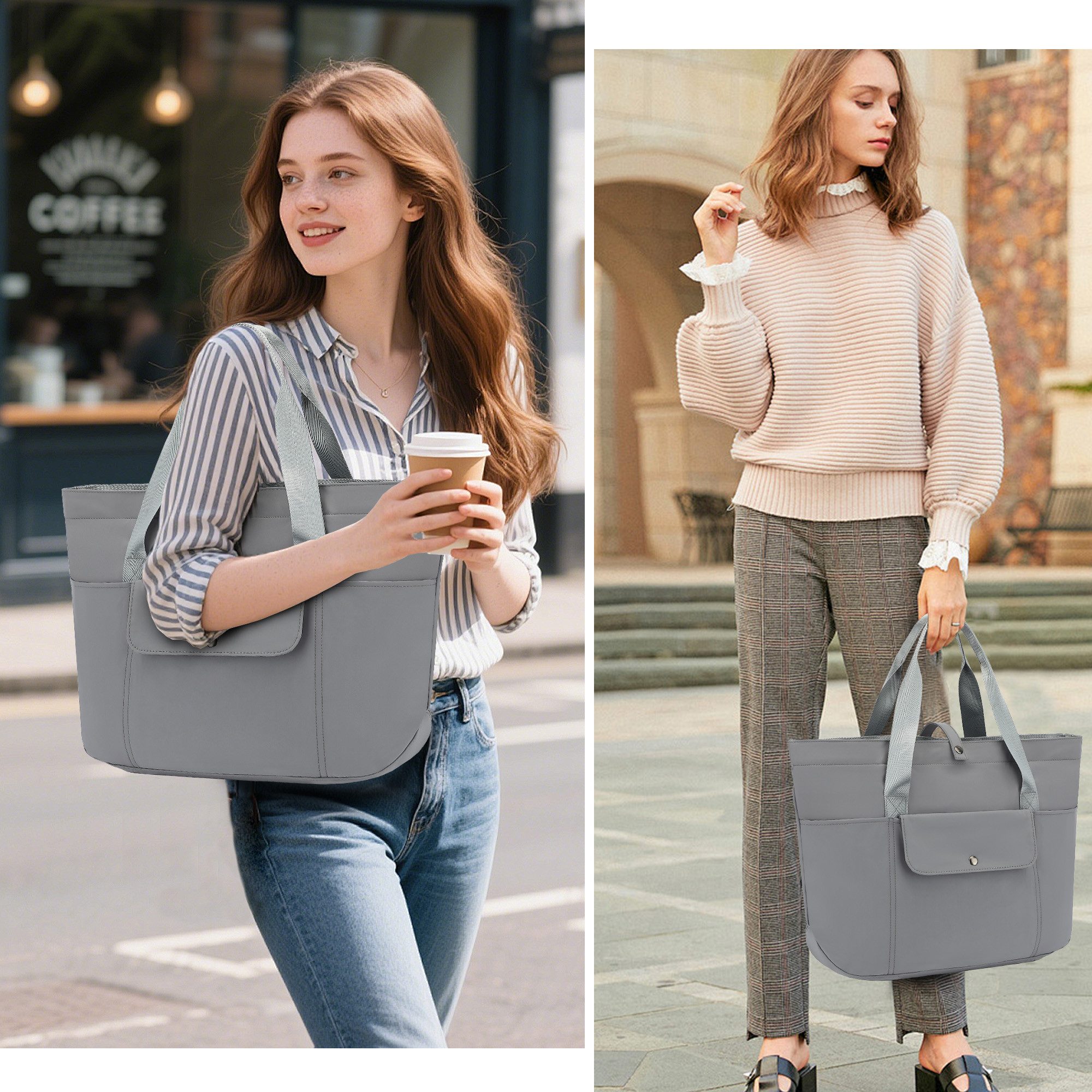 TAN.TOMI Umhängetasche Damen Multi-Taschen Große Tote Bag Shopper Schultertasche, Faltbarer Stauraum Mit Reißverschluss für Reisen Arbeit Fitness