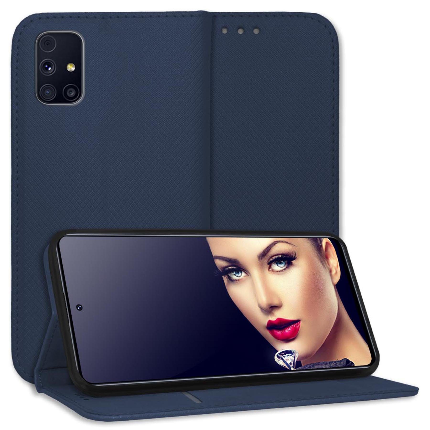 mtb more energy Smartphone-Hülle Smart Magnet für Samsung Galaxy M31s, Blau, Bookstyle Klapphülle Cover Wallet Case aus Kunstleder