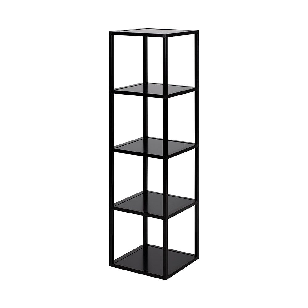 HR Direktverkauf GmbH Standregal Designregal "Construct" aus Aluminium, 5 Böden, Schwarz/Silber, 5 geräumige Ablageflächen, leicht, stabil, montierte Lieferung