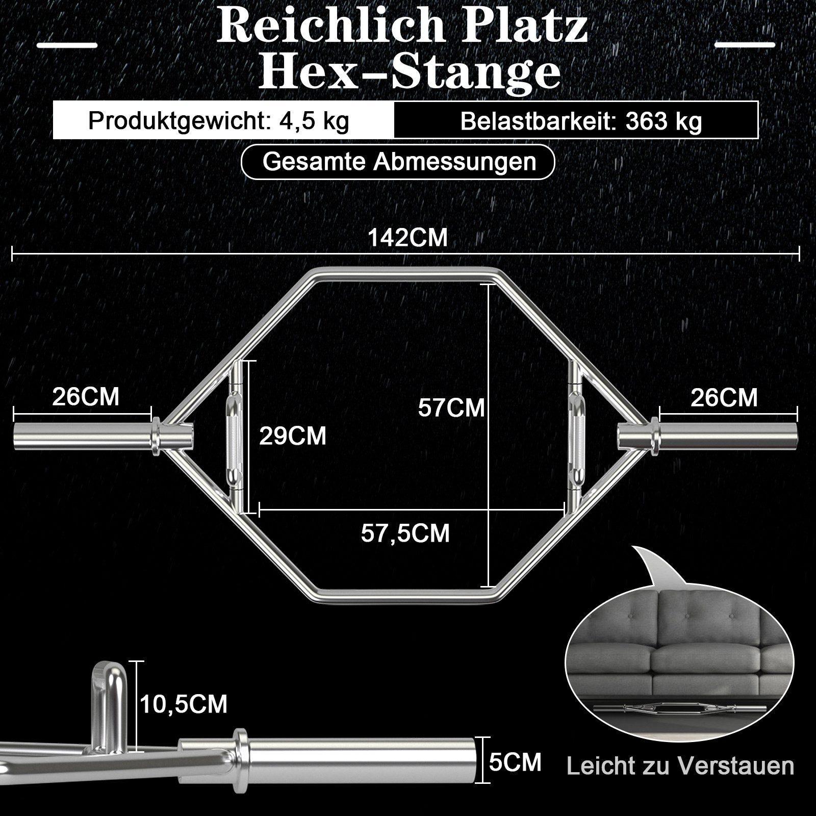 COSTWAY Langhantel, Olympische Trap Bar, 142 cm Hantelstange