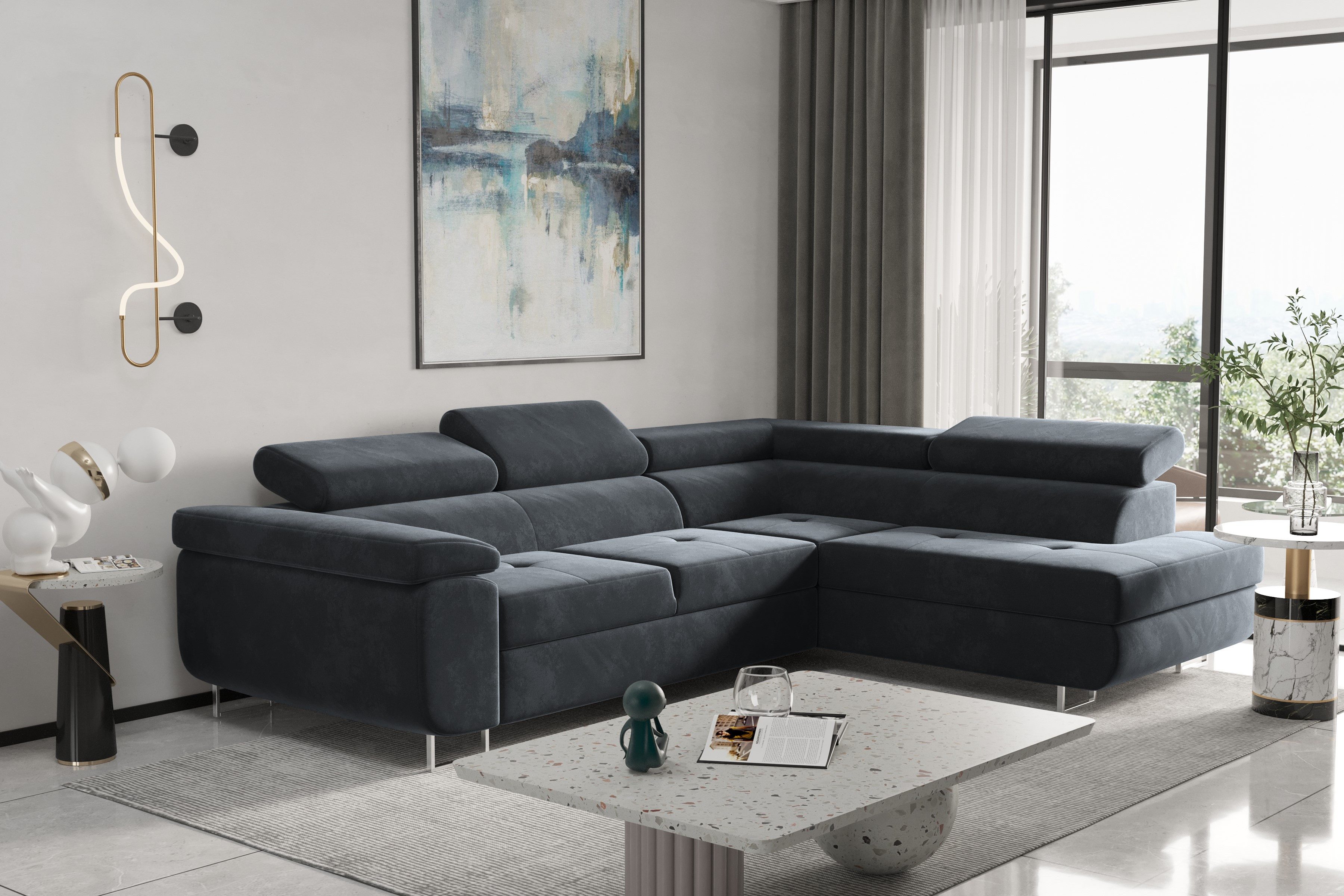 Kaiser Möbel Ecksofa mit schlaffunktion und bettkasten Eckcouch ATOM verschiedene Farben, Ecksofa