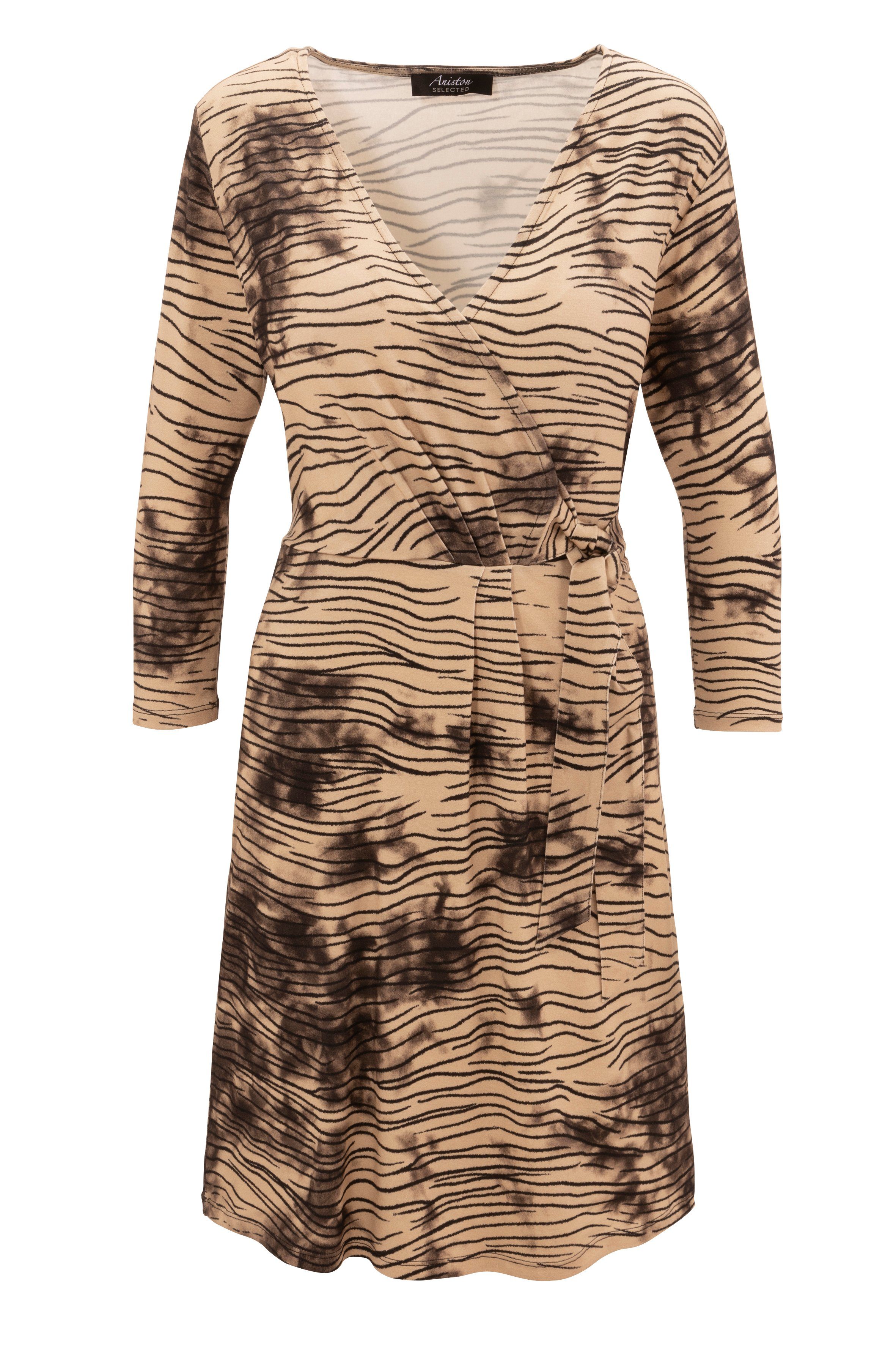 Aniston SELECTED Jerseykleid mit Wickeloptik Animal-Print in und Ausschnitt