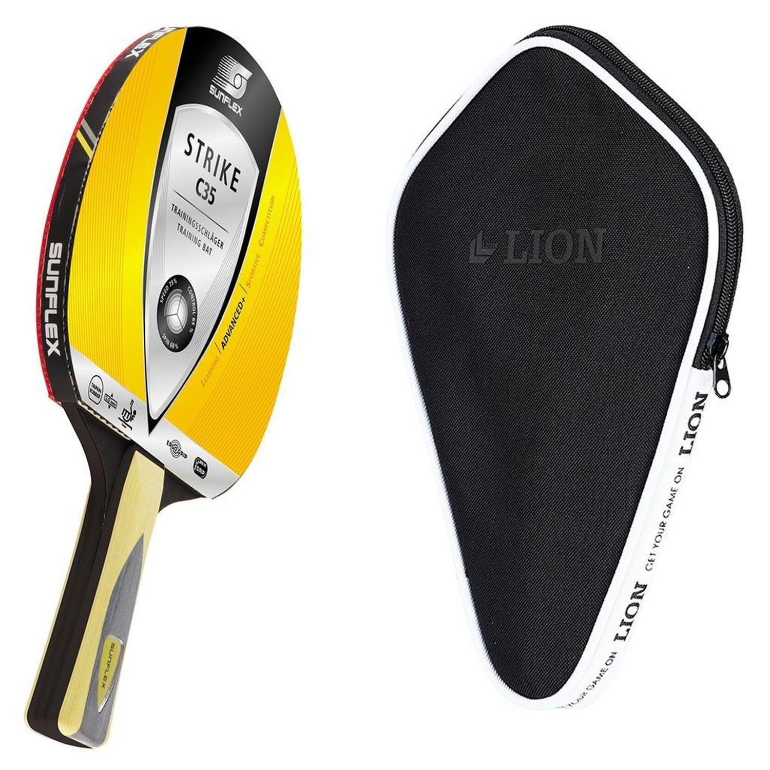 Sunflex Tischtennisschläger Strike C35 +Tischtennishülle, Tischtennis Ракетки Set Tischtennisset Table Tennis Bat Racket