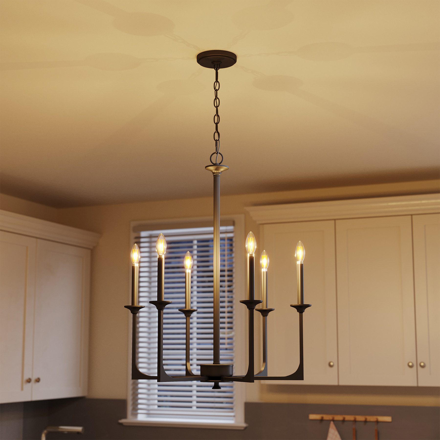 Tribesigns Hängeleuchte Wagenrad-Kronleuchter 72cm, 6x E14 (ohne Birnen), rustikal Deckenlampe, Metall, für Küche, Esszimmer, Hütte, Diele, Flur [Energy Class E]