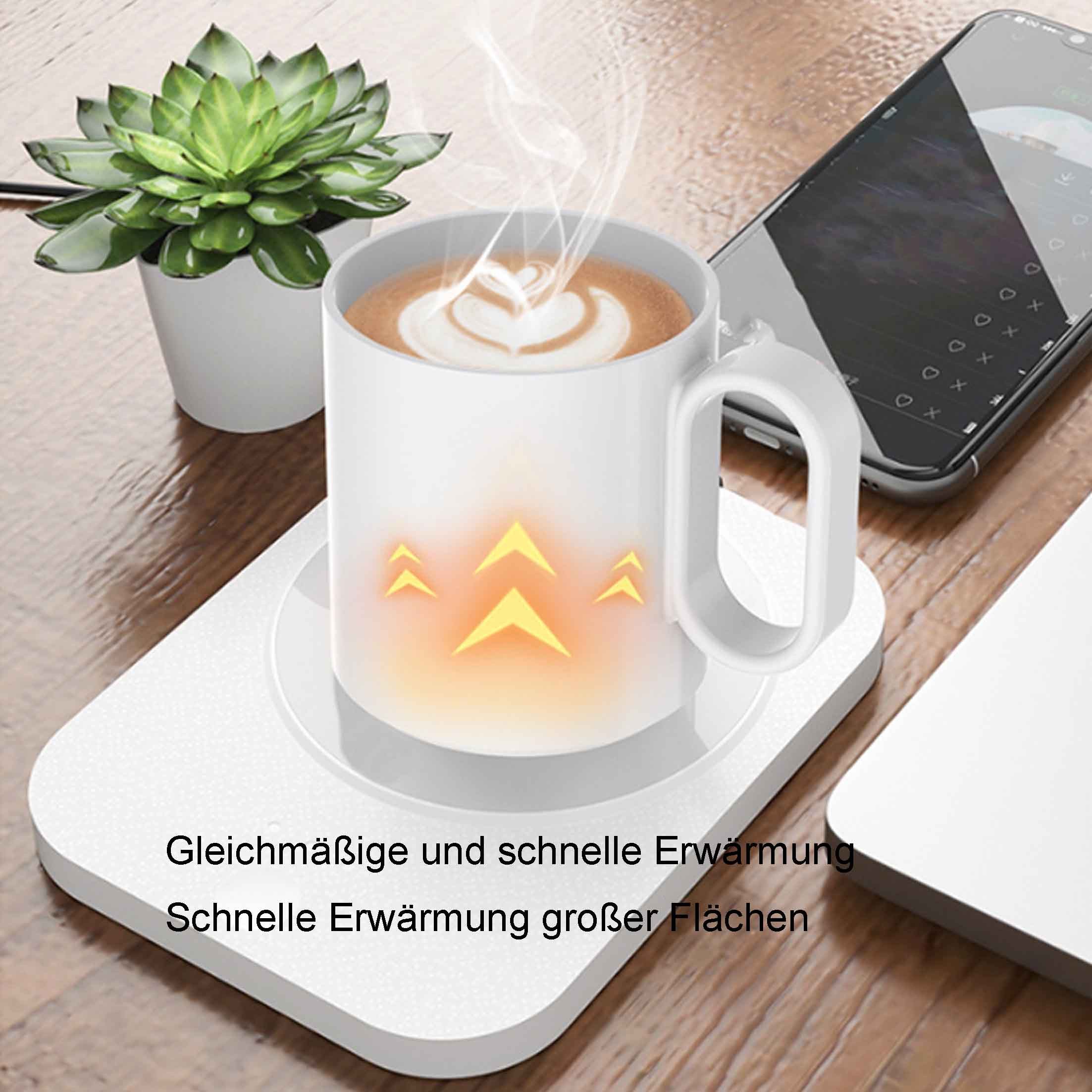 KINSI Getränkeuntersetzer Thermische Untersetzer, elektrisch beheizte Getränke, Kaffeewärmer, L x B x H: 15 x 11,5 x 1 cm, explosionsgeschütztes Glas