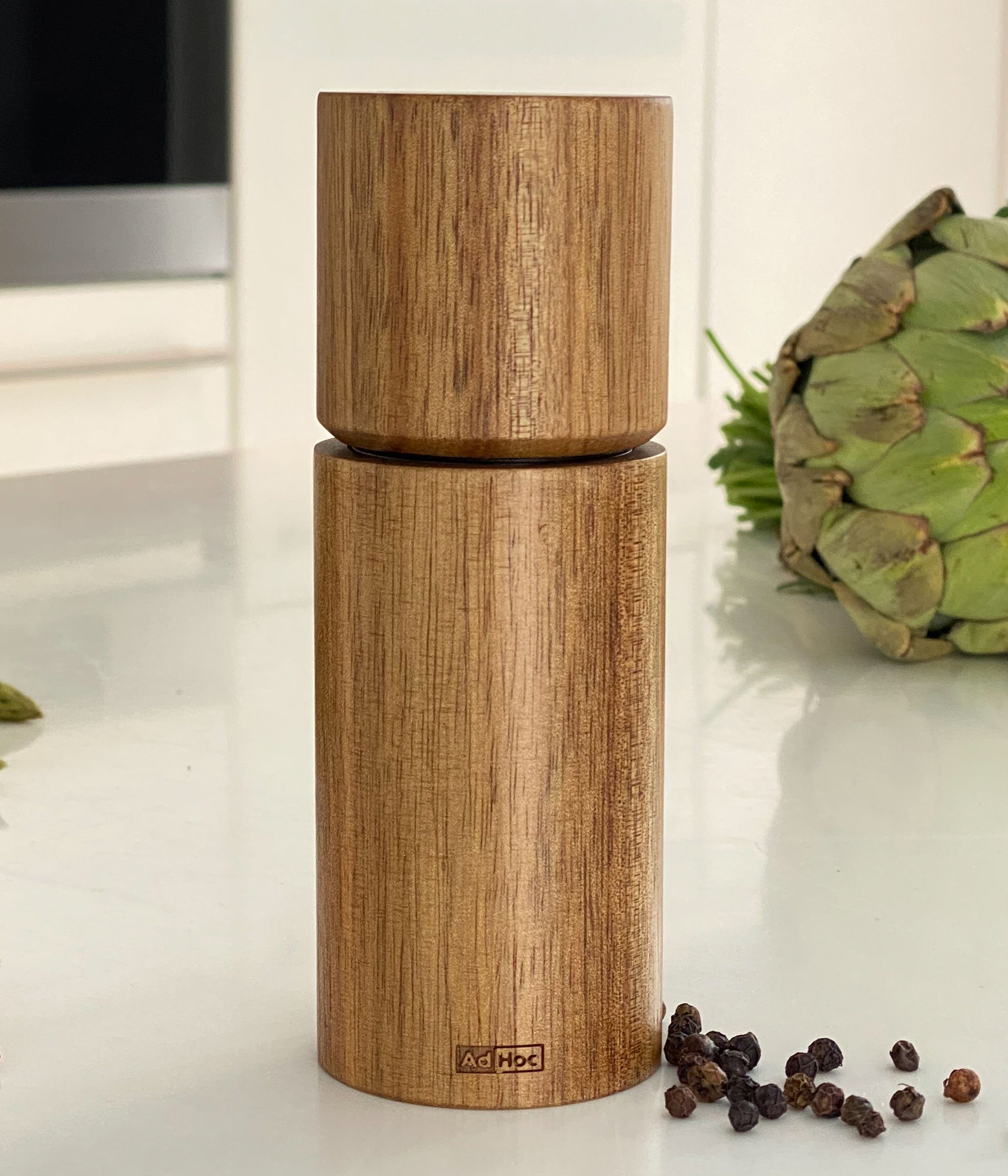AdHoc Salz-/Pfeffermühle Acacia manuell, elegante Holzmühle mit Keramikmahlwerk in zwei Größenvarianten
