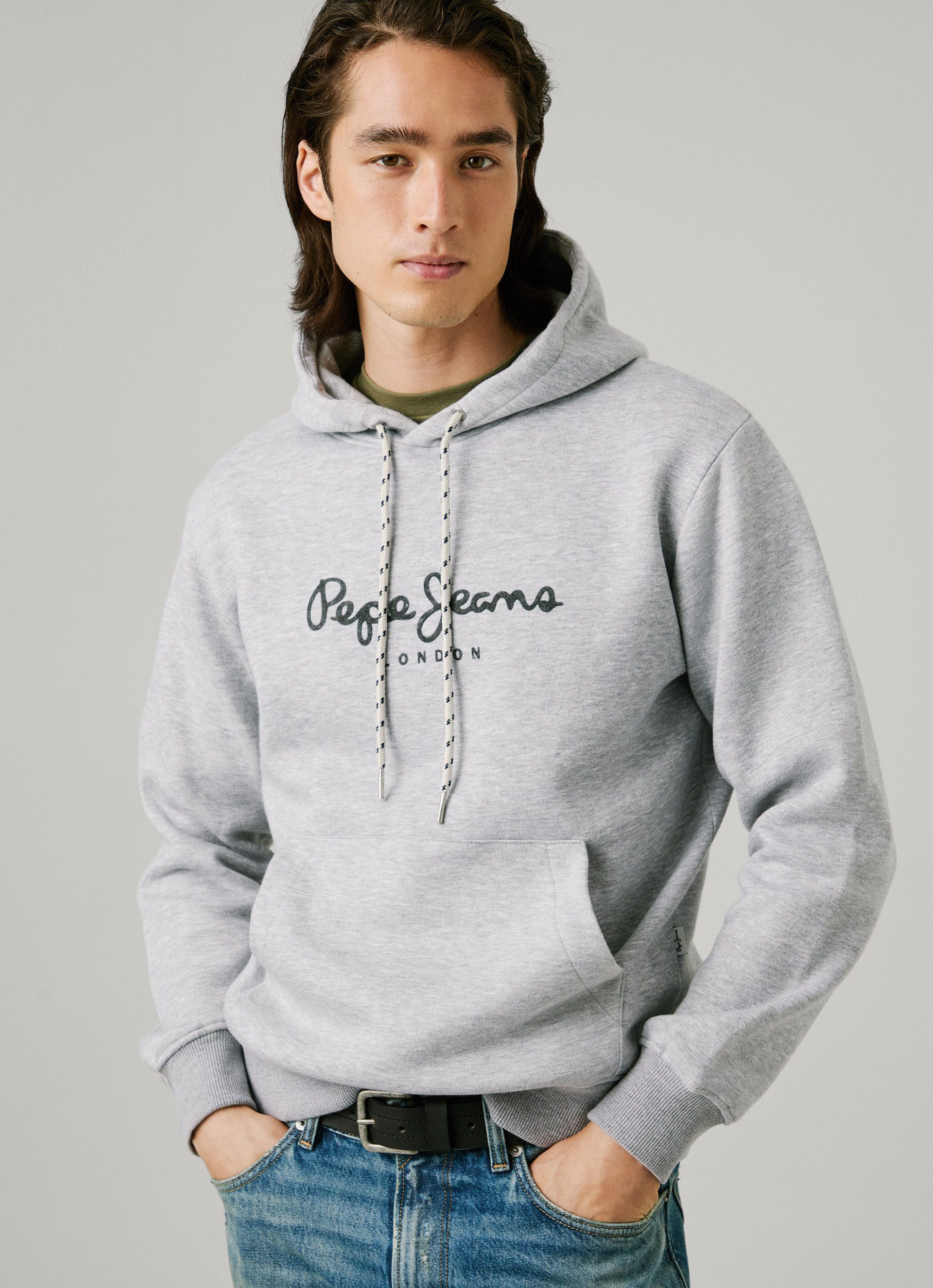 Pepe Jeans Hoodie MACBETH MELANGE Regular Fit mit Kordelzug