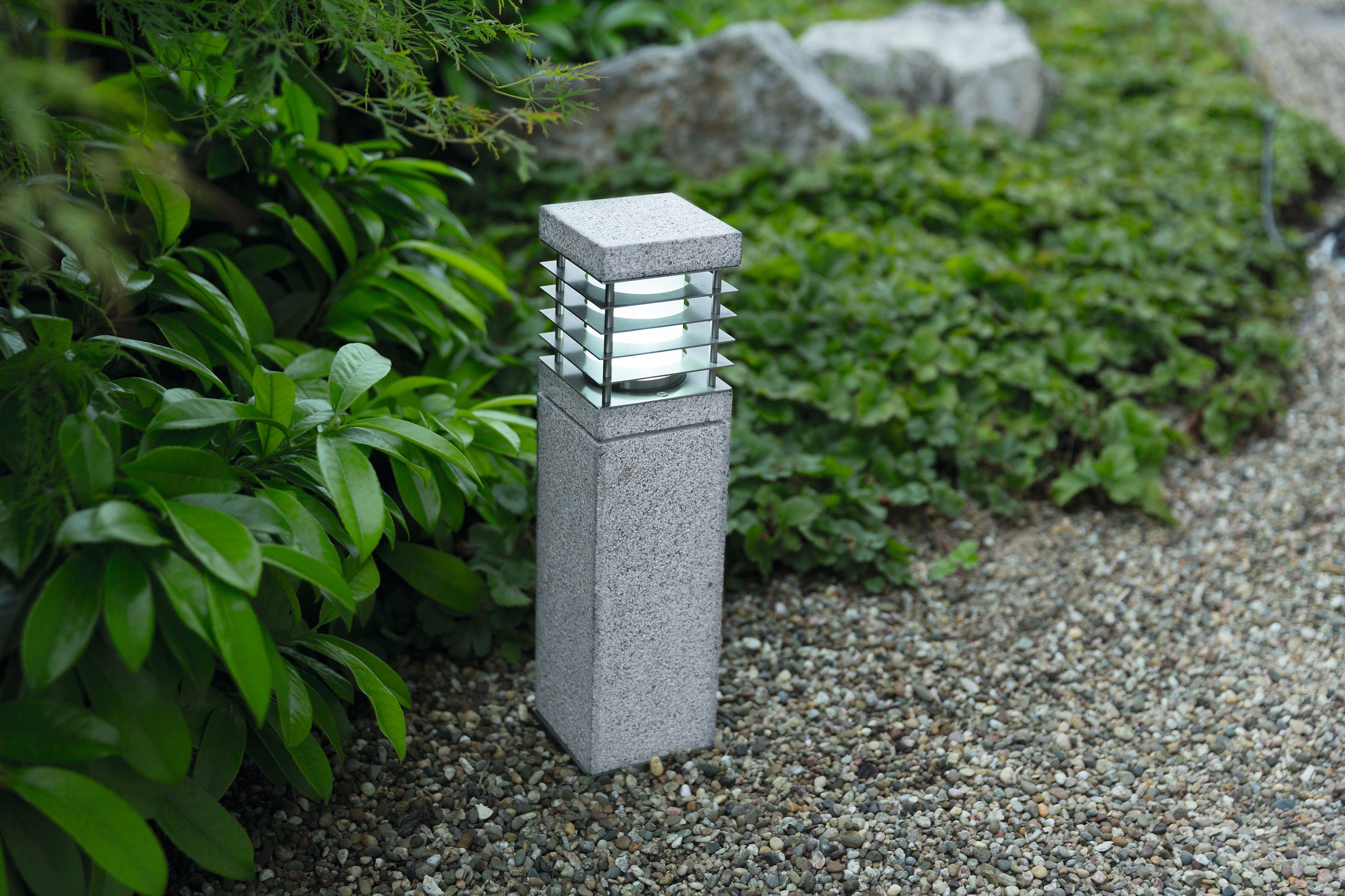 HEITRONIC Sockelleuchte La Mer, ohne Leuchtmittel, Standleuchte, Außenlampe, aus echtem Granit, seewasserbeständig