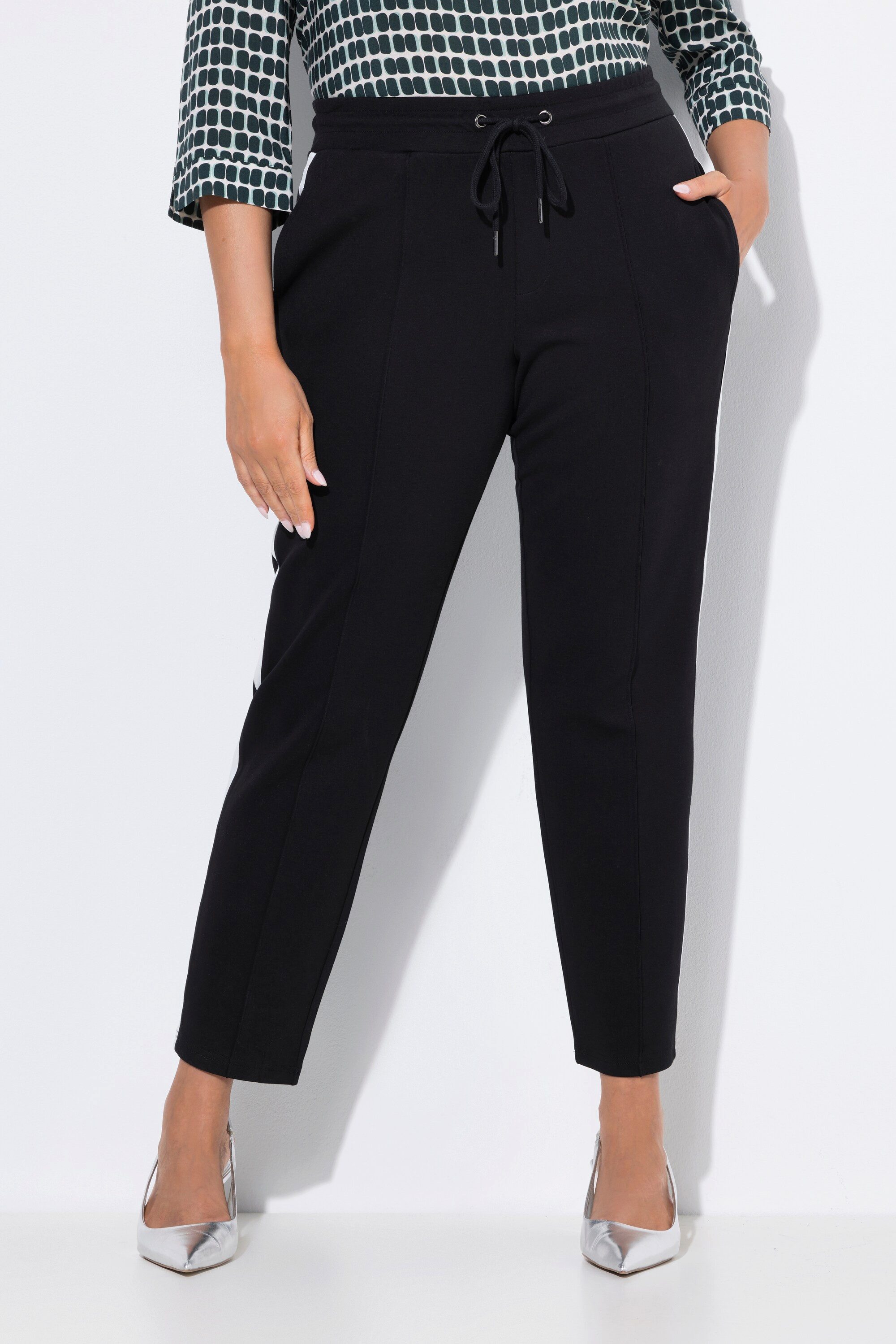 Ulla Popken Schlupfhose Punto-Hose Galonstreifen konisches Bein