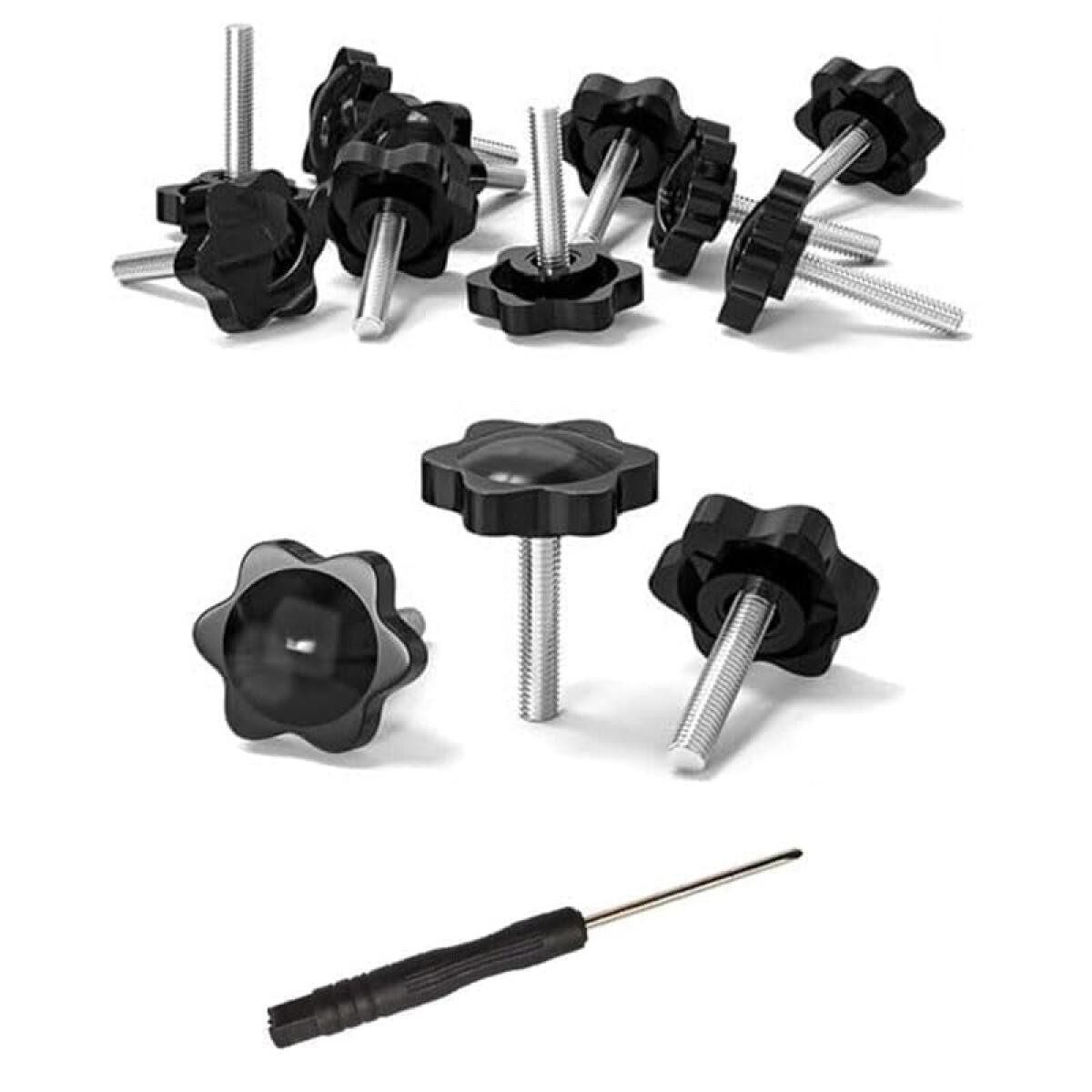 FELIXLEO Винты- und Дюбель-Set 12 Stück Rändelschrauben M6x30mm Sterngriffschrauben Schwarz, (1 St)
