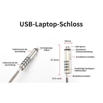 yozhiqu Laptopschloss USB-Loch-Laptopschloss, Universal,Zum Abschließen von Laptops und anderen Geräten