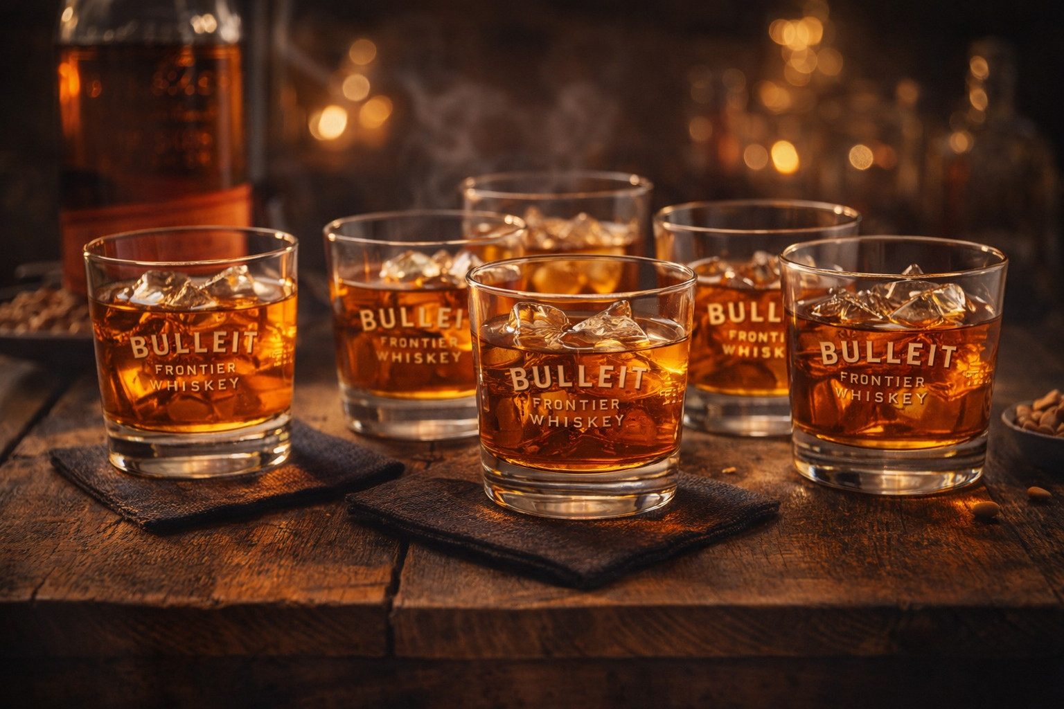 Bulleit Gläser-Set Bulleit Bourbon Whisky Gläser 6er Set – Original Tumbler mit Bulle