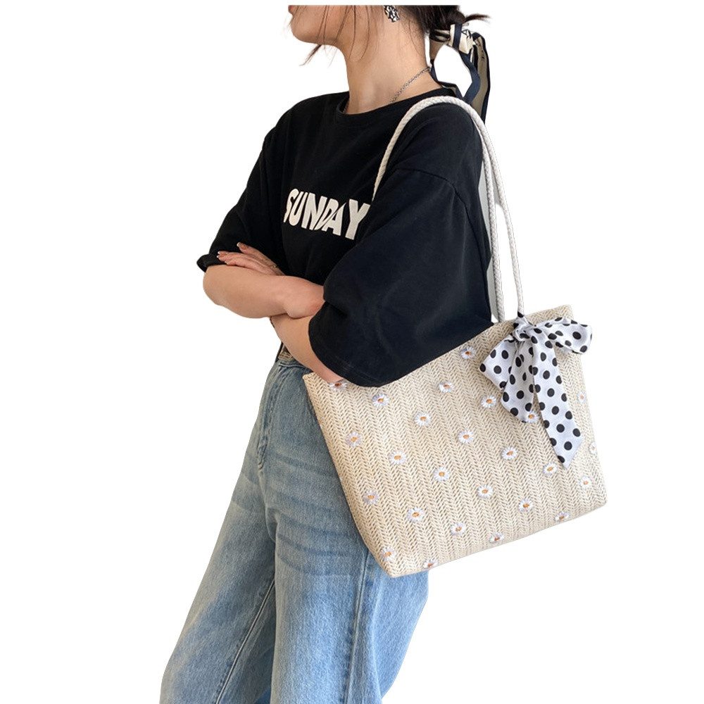 Zaewry Strandtasche Boho Schultertasche für Damen, Gewebte Strandtasche, für Damenreisen und Urlaub