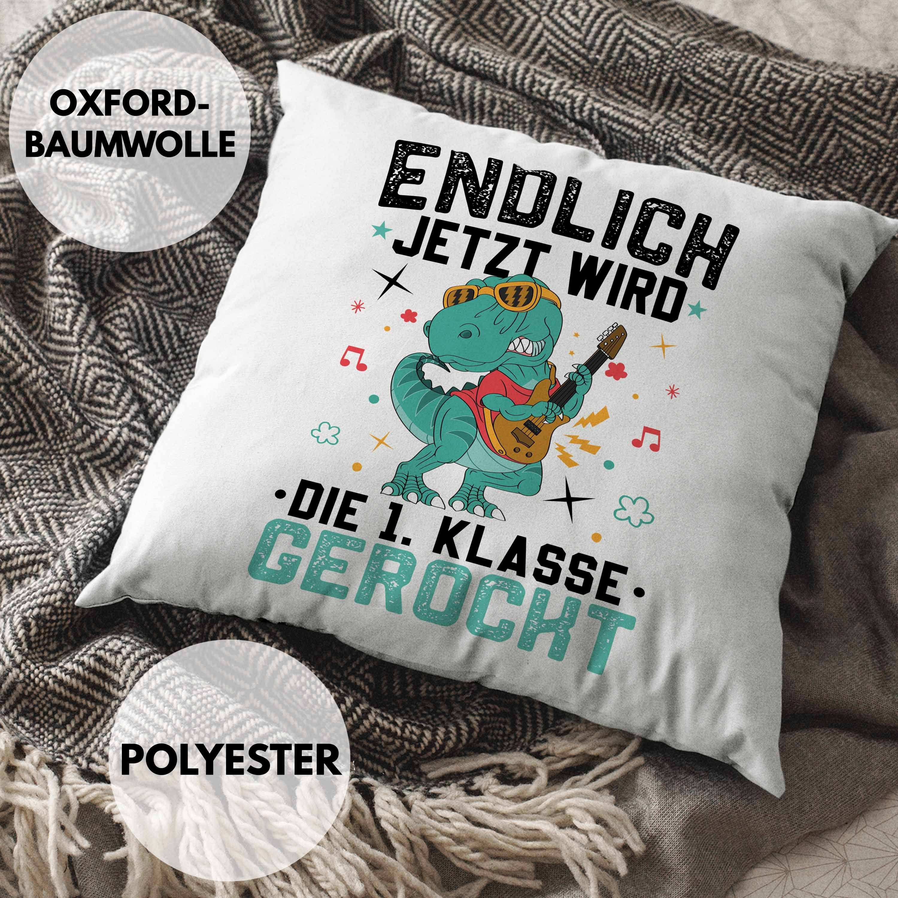 Trendation Dekokissen Kissen Blau zur Eins Klasse Erste Gerockt Wird Geschenk