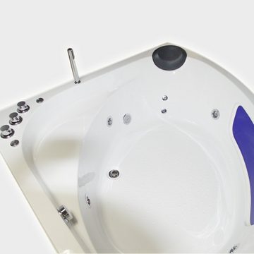 TroniTechnik Whirlpool-Badewanne PAROS 150 cm x 150 cm,Whirlpoolpumpe,Unterwasser LEDs, inkl. Zubehör, (inkl. Zubehör, vormontierte Badewanne mit Unterwasser LED), Premium Whirlpoolpumpe, Unterwasser LED, Massagedüsen