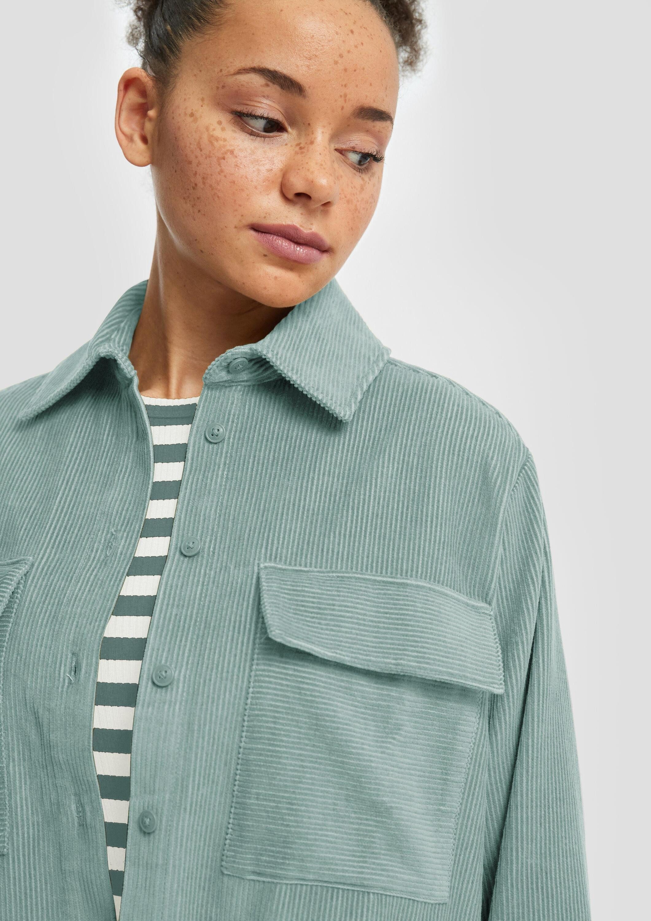 QS Langarmbluse Bluse Cord-Overshirt mit Brusttaschen
