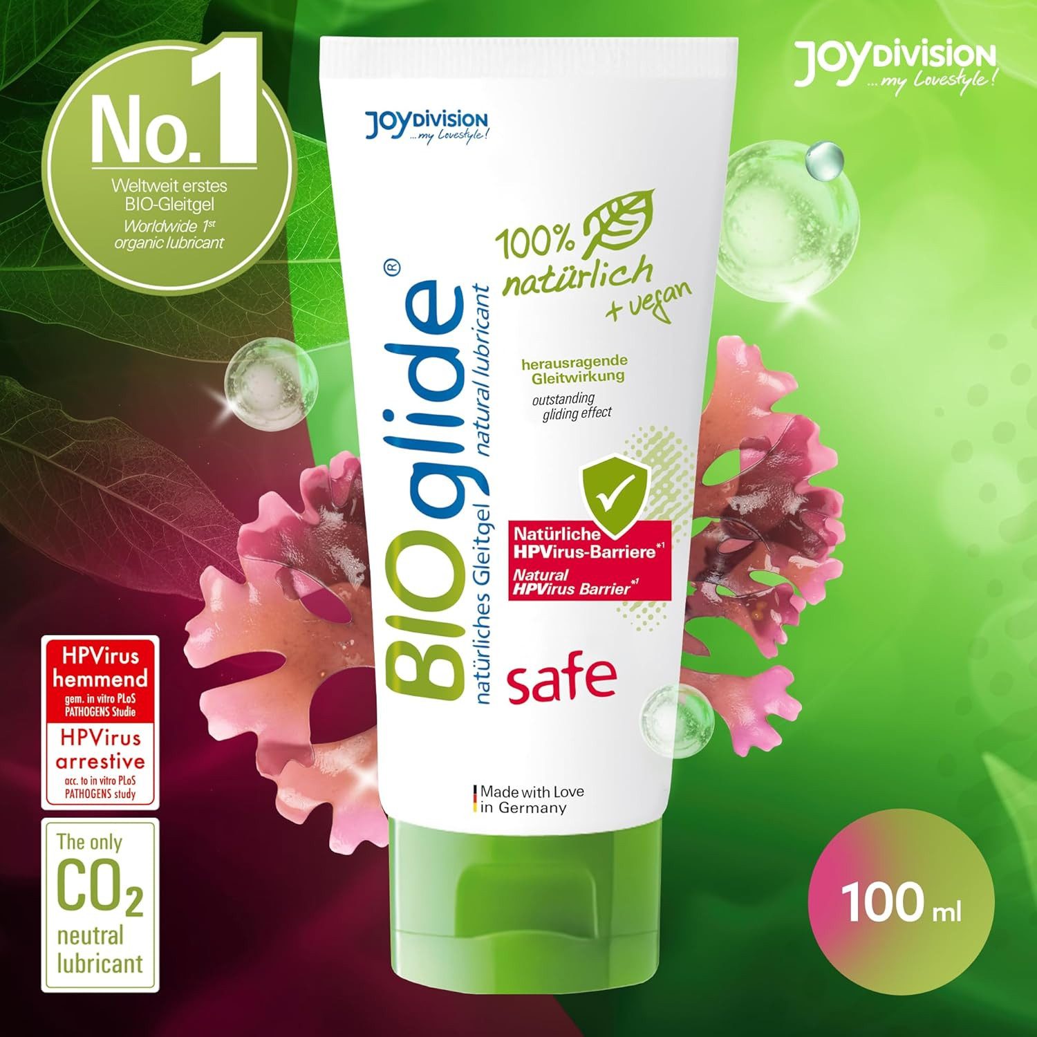 JOYDIVISION Gleitgel BIOglide Original, Biogleitgel, zertifizierte Naturkosmetik, vegan, natürliche Inhaltsstoffe