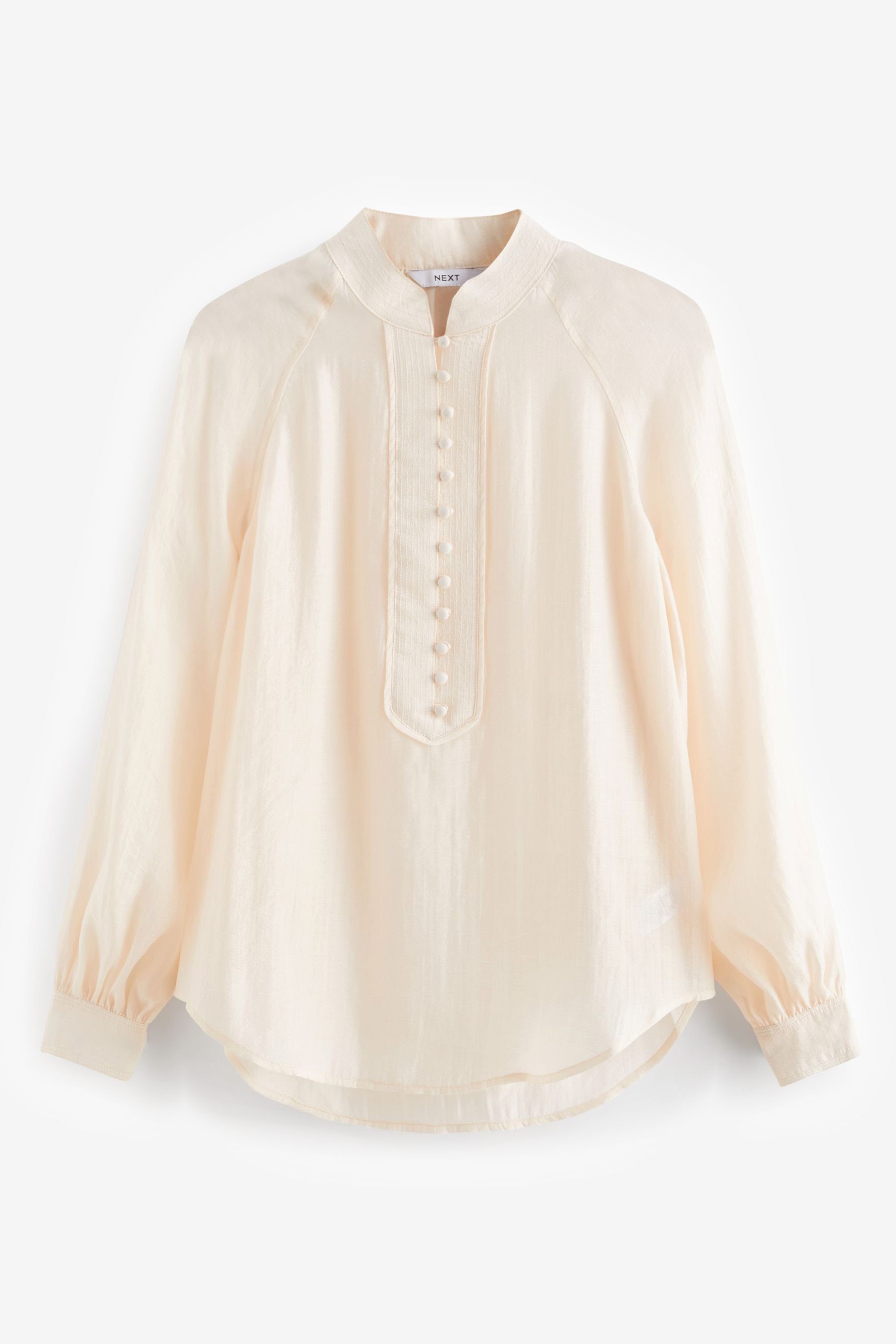 Next Langarmbluse Langärmelige Bluse mit Knopfdetail (1-tlg) Light Blush Pink